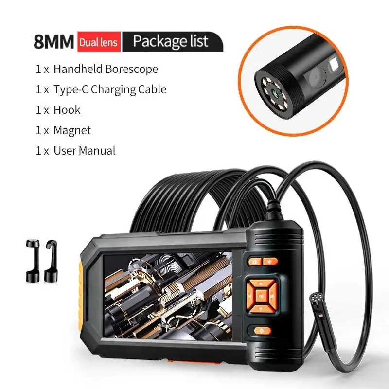 1080p 5 Lcd Borescope Inspection Camera with 8mm Ip67 Waterproof Dual & Triple Lens Industrial Endoscope Collection