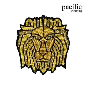 2 3/4" Zari Embroidery Lion Emblem Badge Patch Sew On : PAMT9991 (2 Colors)