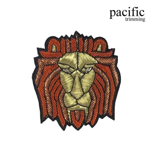 2 3/4" Zari Embroidery Lion Emblem Badge Patch Sew On : PAMT9991 (2 Colors)