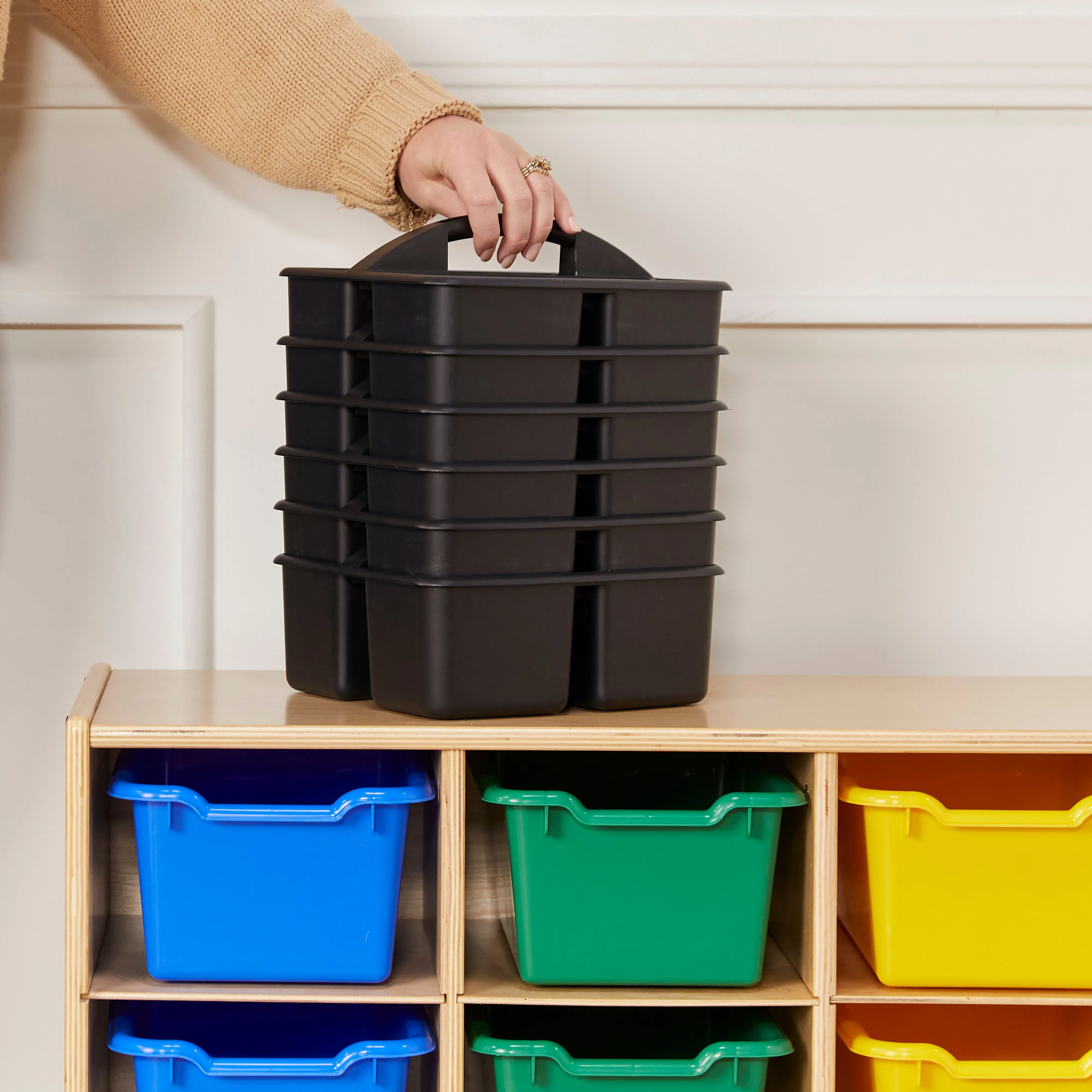 3-Compartment Storage Caddy, Small, Supply Organizer, 6-Pack