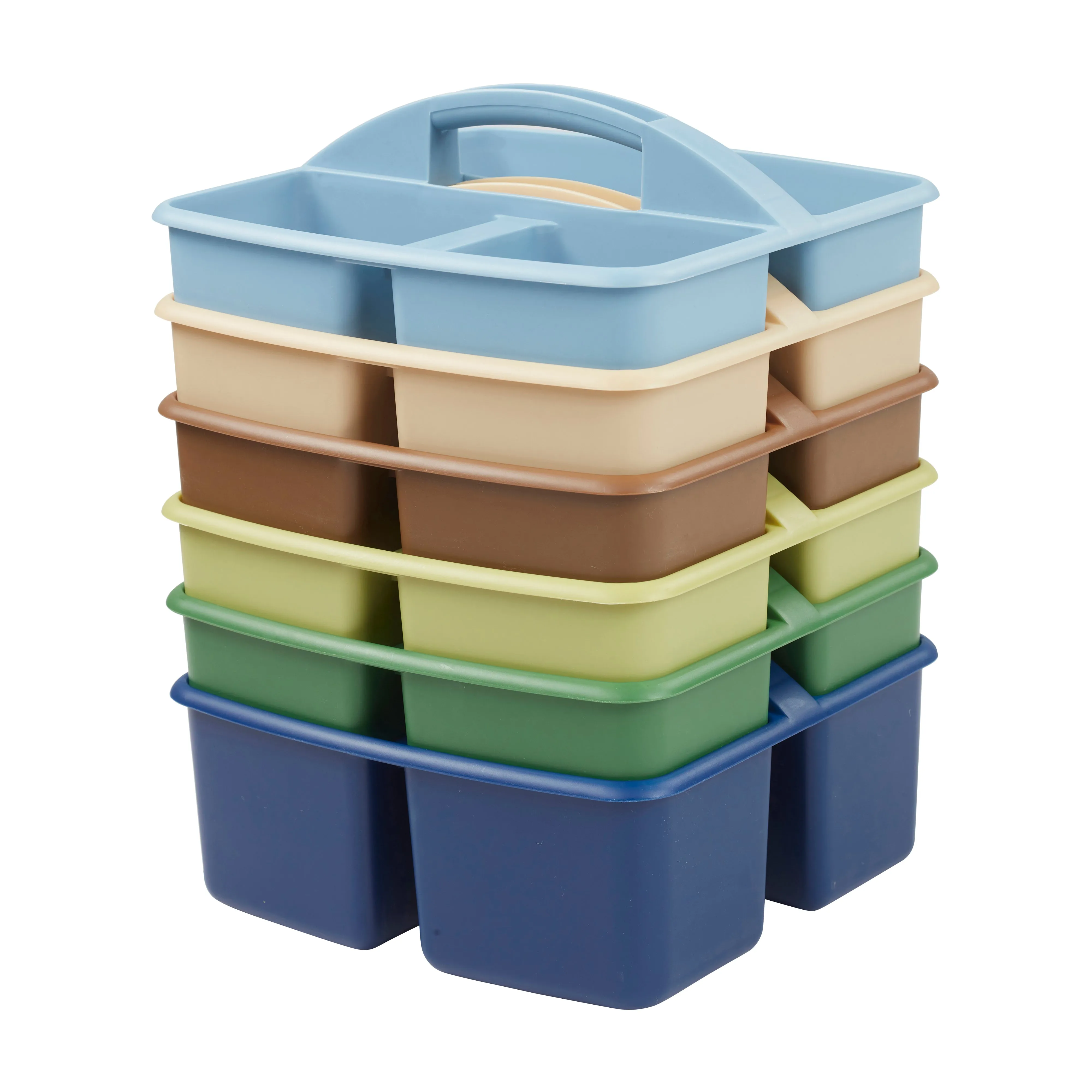 3-Compartment Storage Caddy, Small, Supply Organizer, 6-Pack
