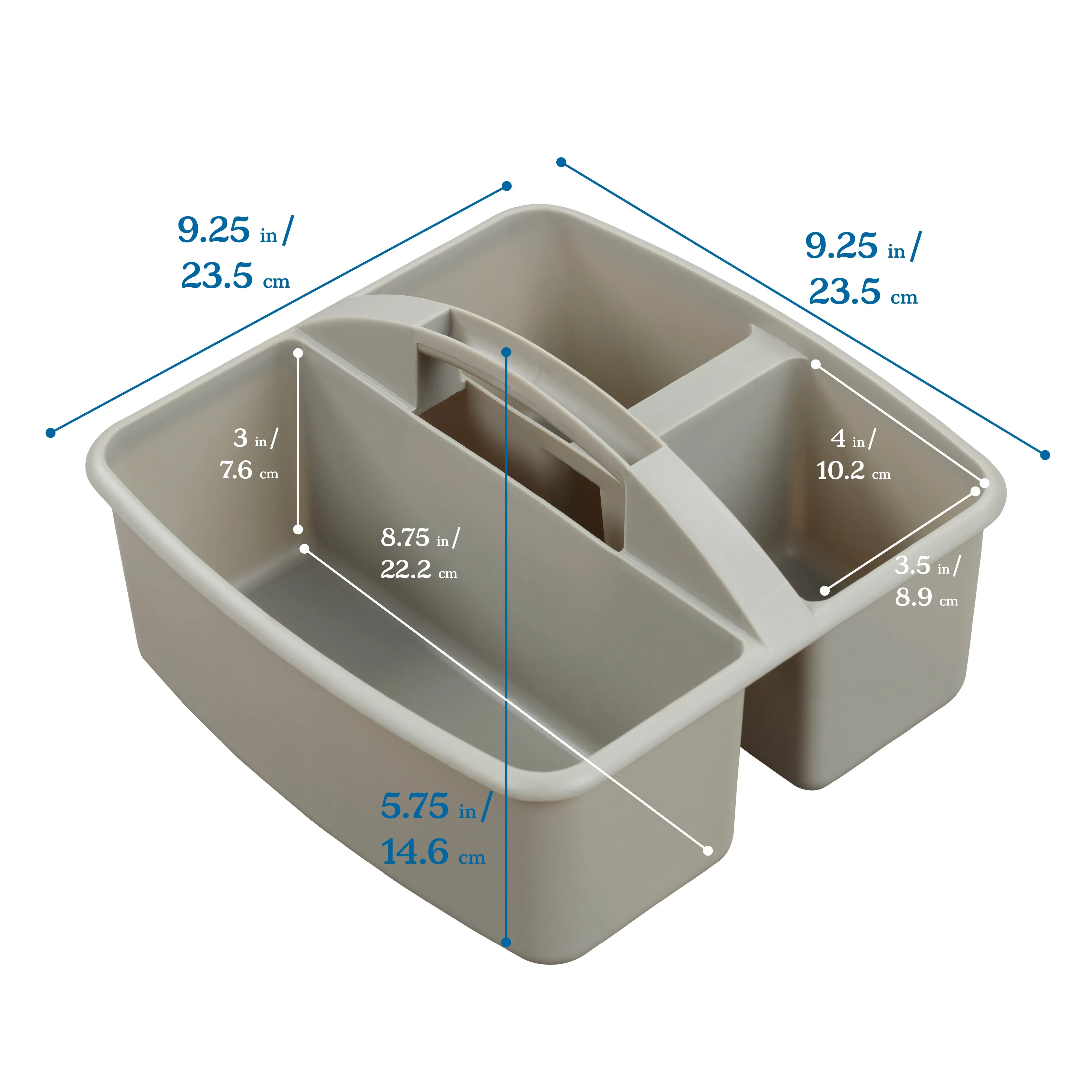 3-Compartment Storage Caddy, Small, Supply Organizer, 6-Pack