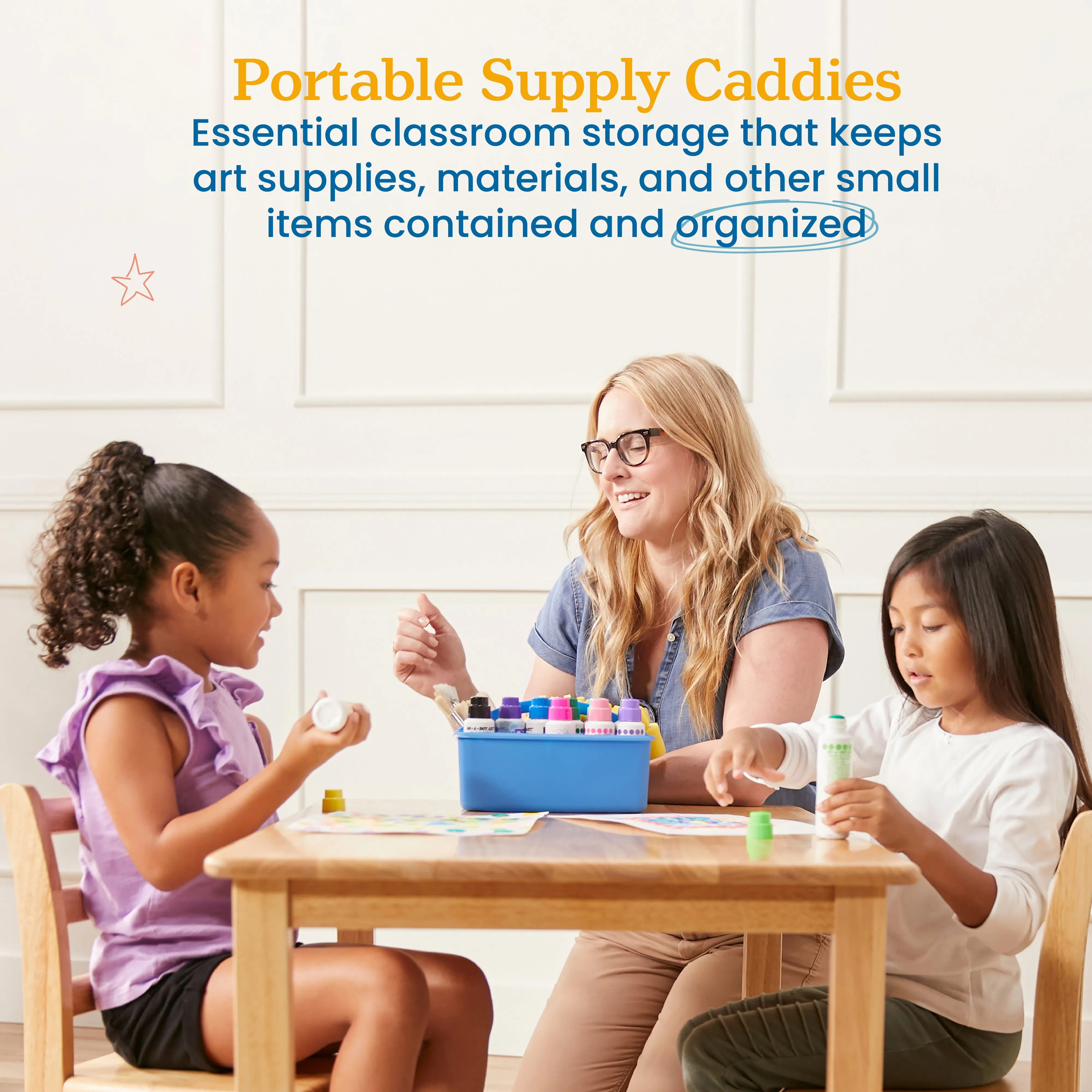 3-Compartment Storage Caddy, Small, Supply Organizer, 6-Pack