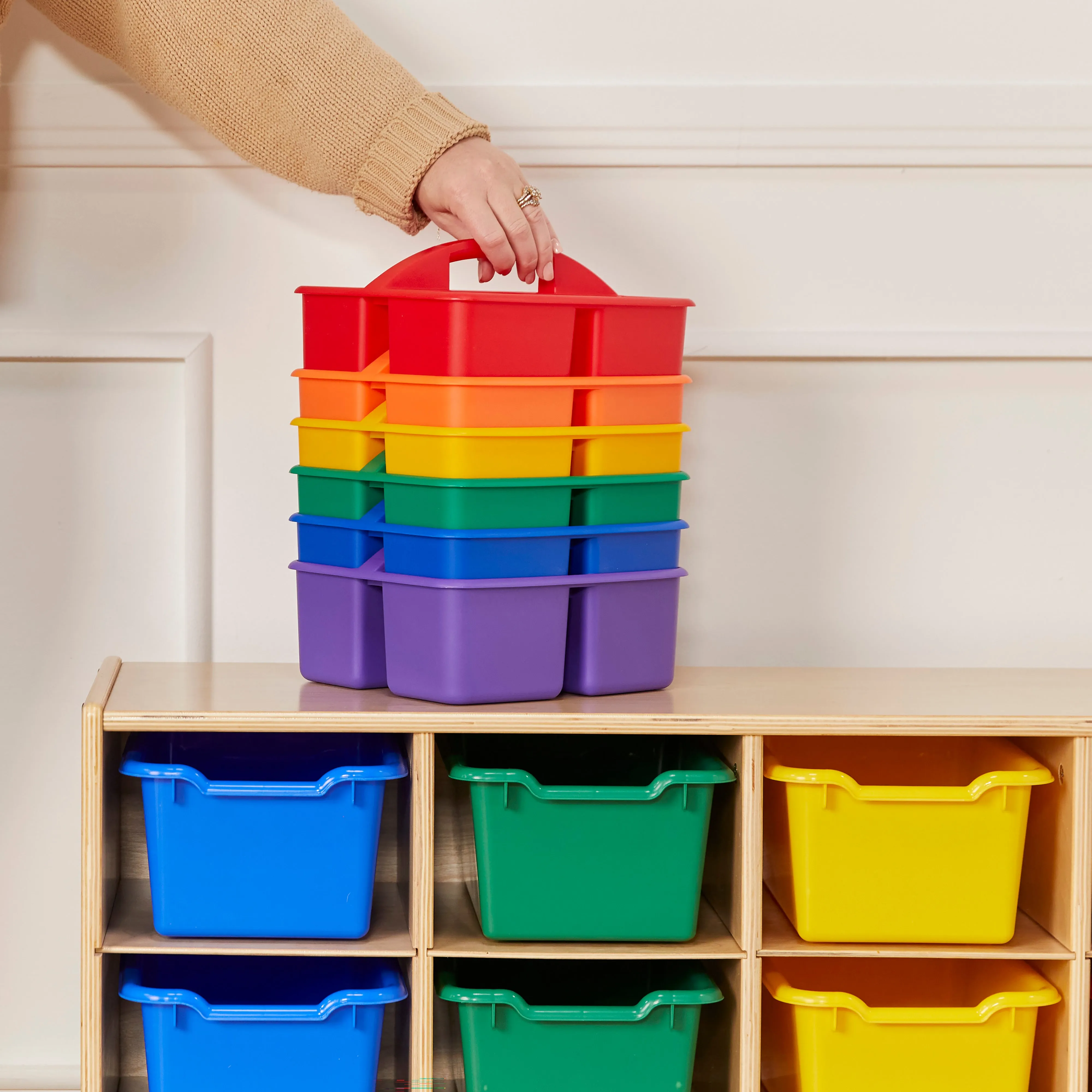3-Compartment Storage Caddy, Small, Supply Organizer, 6-Pack