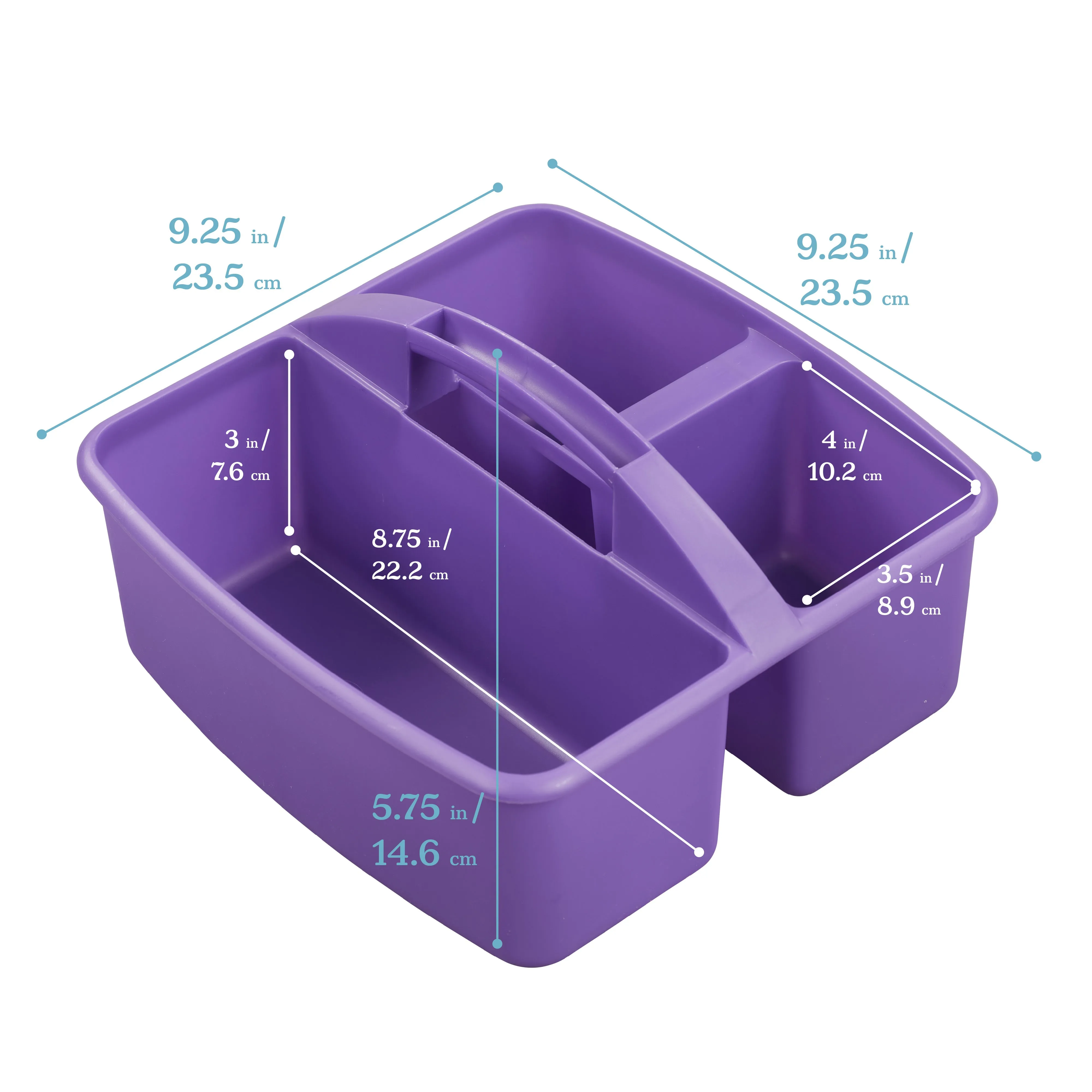 3-Compartment Storage Caddy, Small, Supply Organizer, 6-Pack