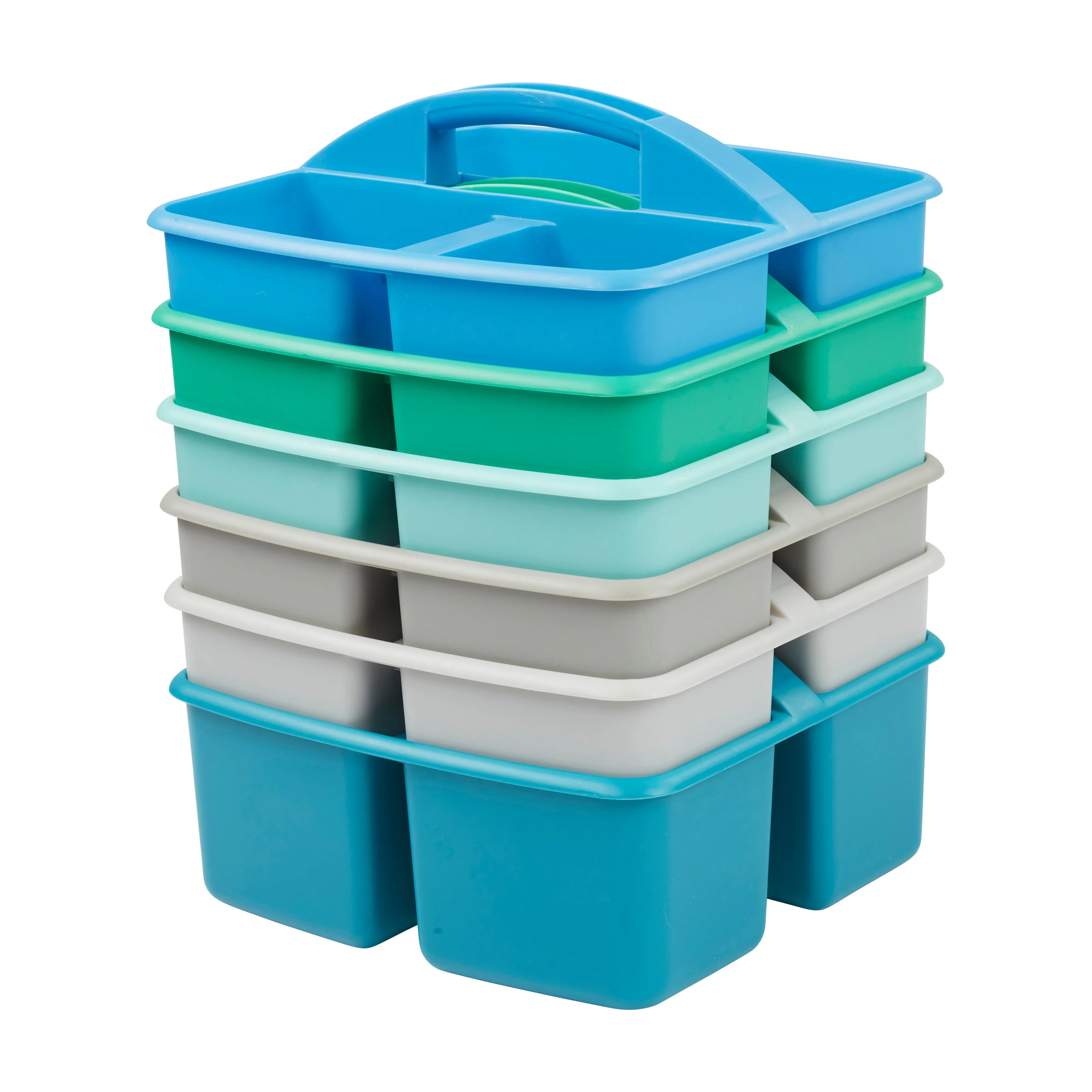 3-Compartment Storage Caddy, Small, Supply Organizer, 6-Pack