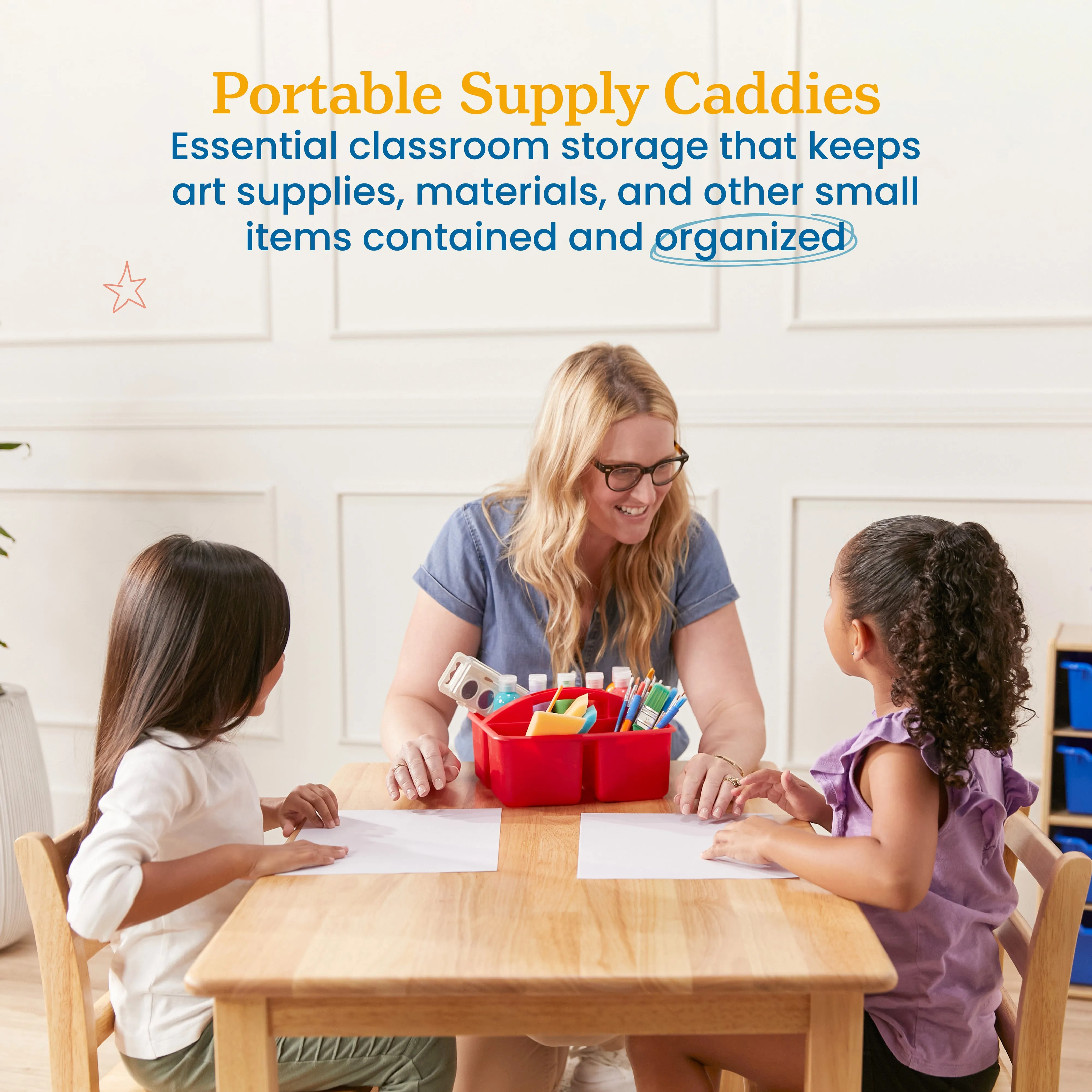 3-Compartment Storage Caddy, Small, Supply Organizer, 6-Pack