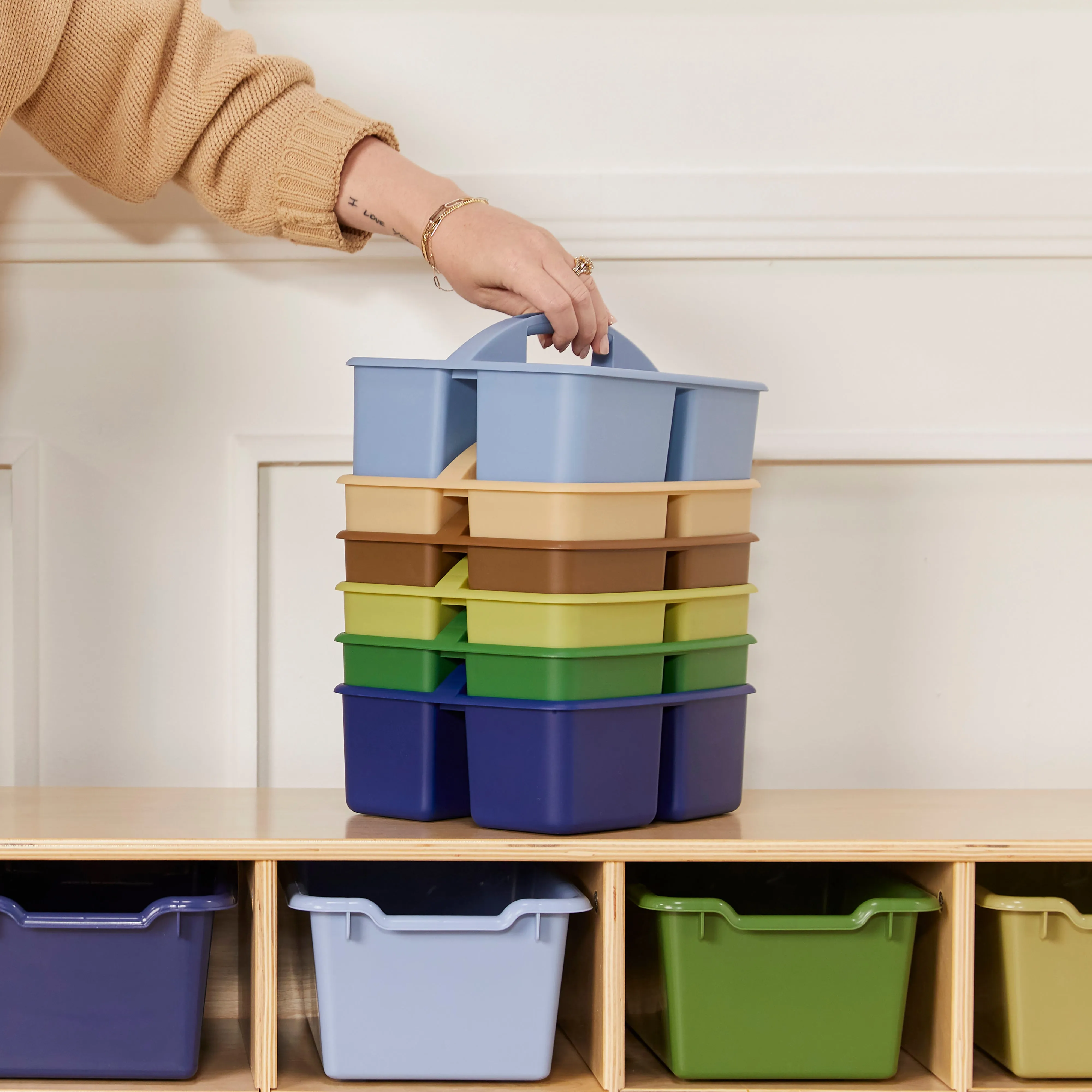 3-Compartment Storage Caddy, Small, Supply Organizer, 6-Pack