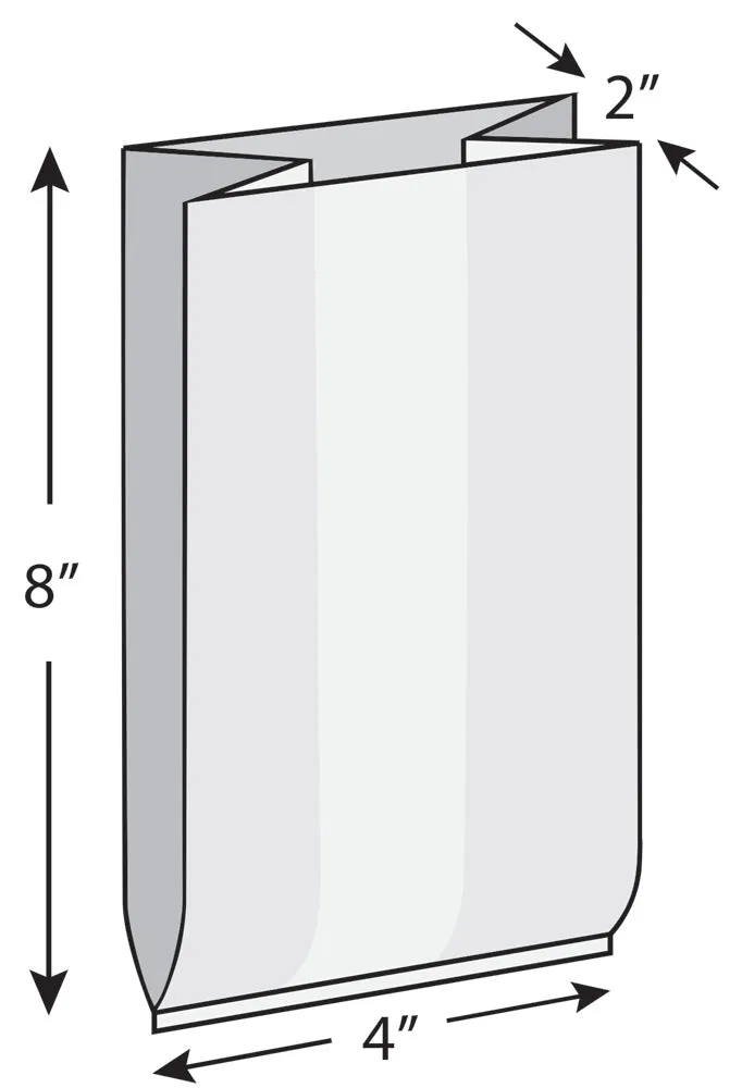 4" x 2" x 8" 1.5 mil LDPE Gusset Bag, 1000/CS