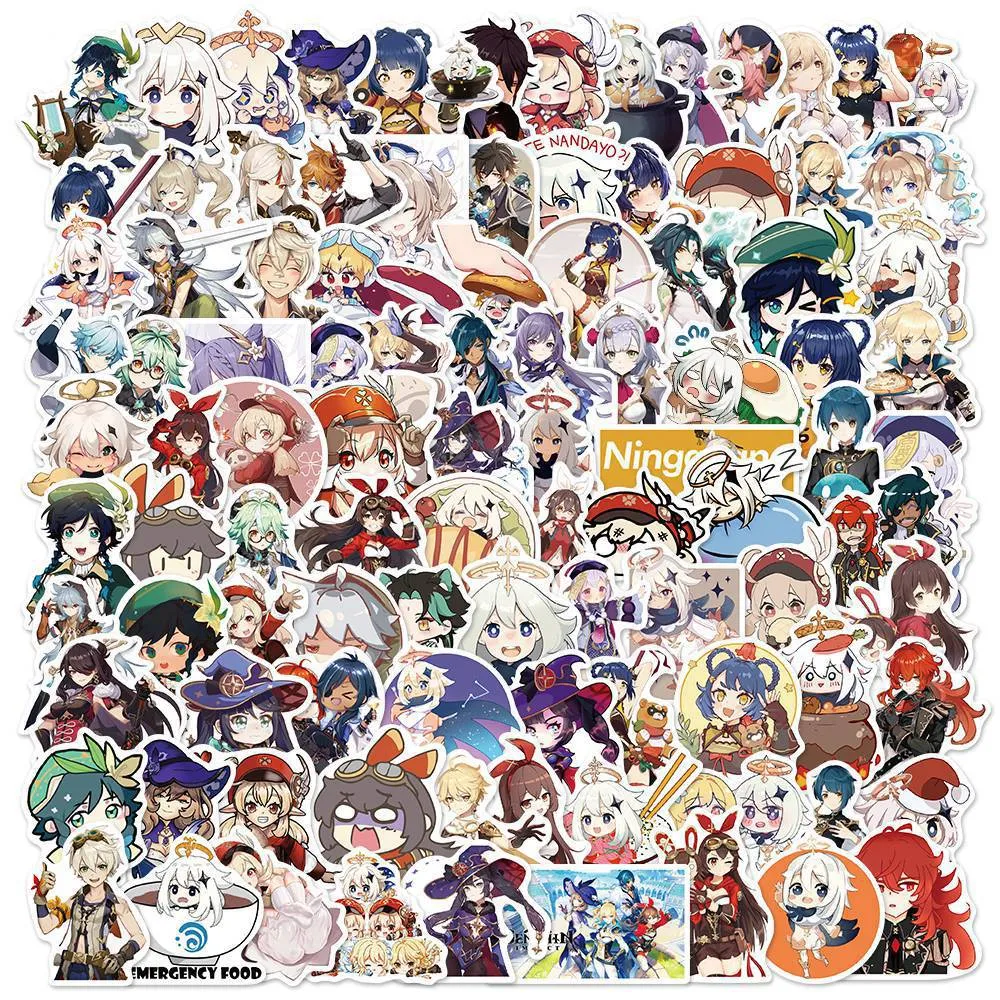 50/100pcs Genshin Impact stickers | 4-8 cm Genshin stickers |  Open World Anime Game Stickers | Waterproof DIY Laptop ,Motorcycle, Skateboard, Car Sticker.