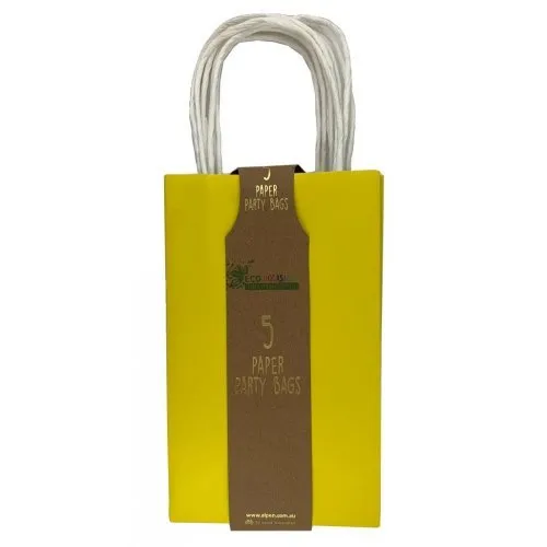 5pk Yellow Paper Party Gift Bags