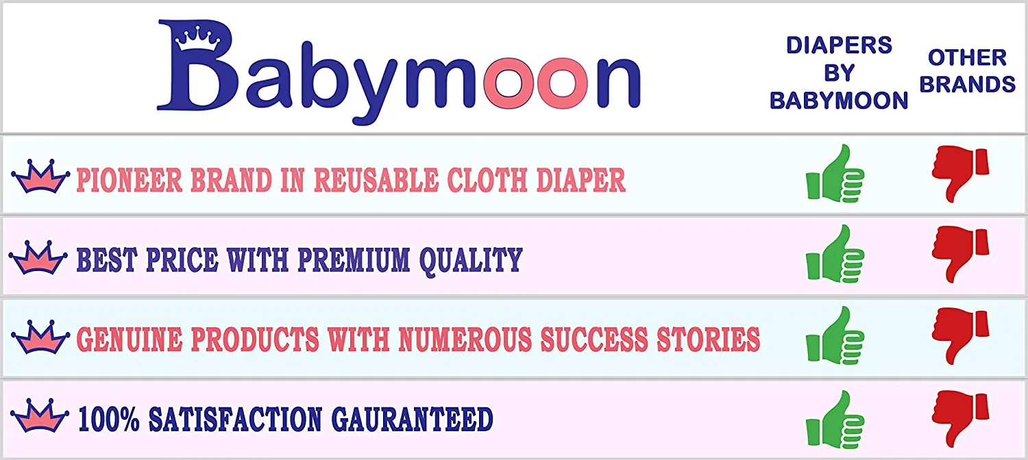 Babymoon 1 Cloth Diaper with 5Layers Grey Insert Premium Adjustable Reusable Cloth Diaper (Foodie)