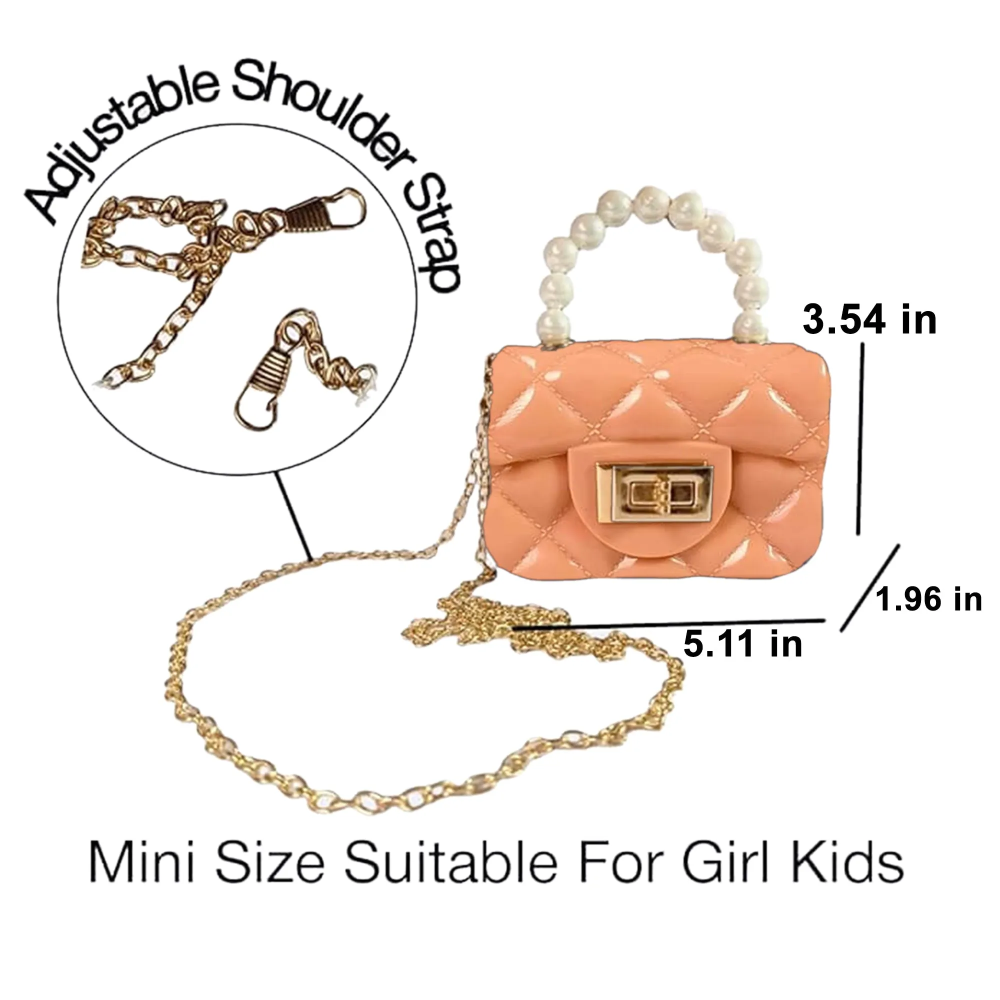 Babymoon Kids Jelly Sling Purse Fashion Handbag | 9x13x5 CM | Peach