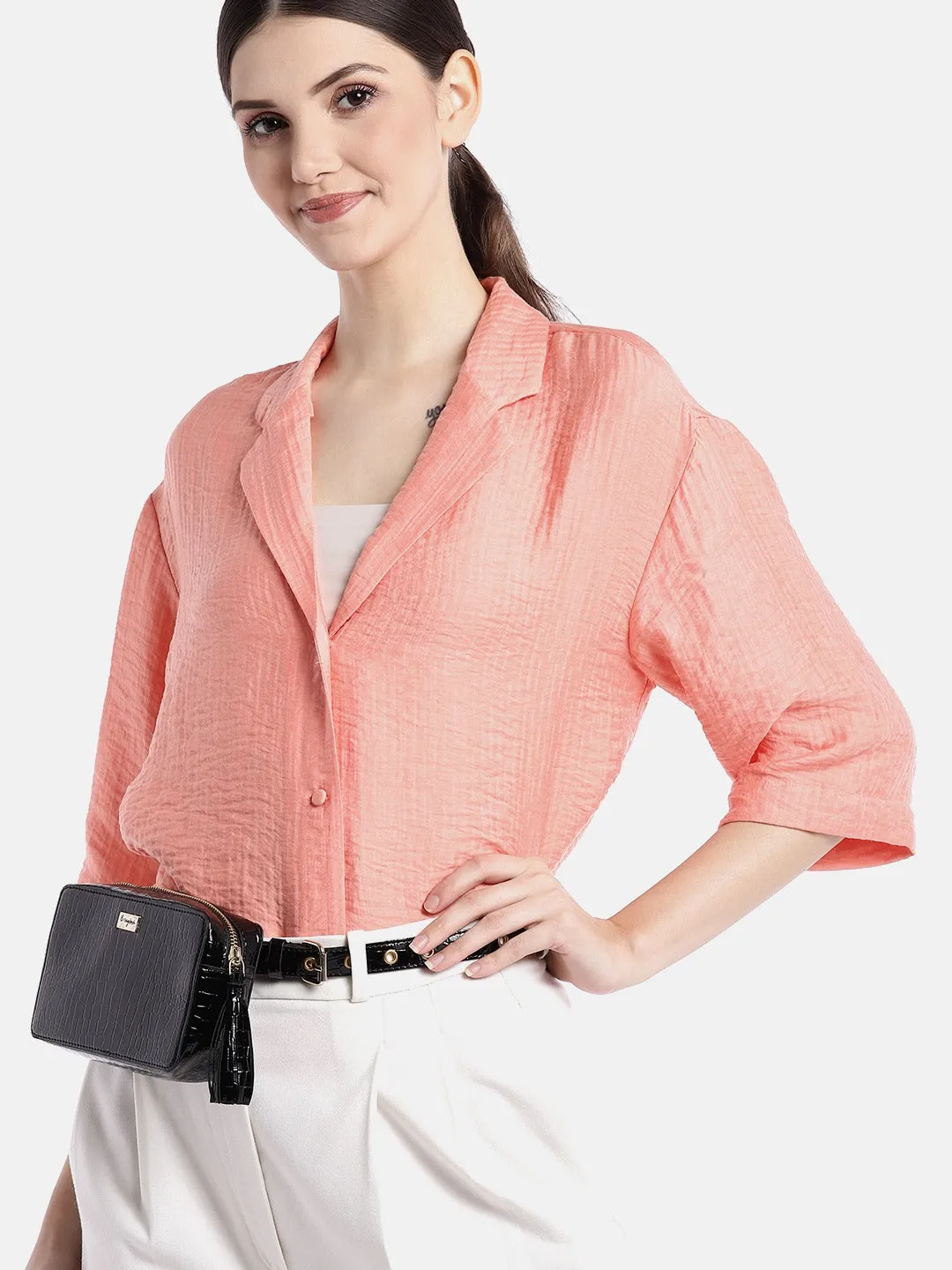 Berrylush Women Black Croc Textured Pattern PU Detachable Sling Strap Structured Small Waist Pouch