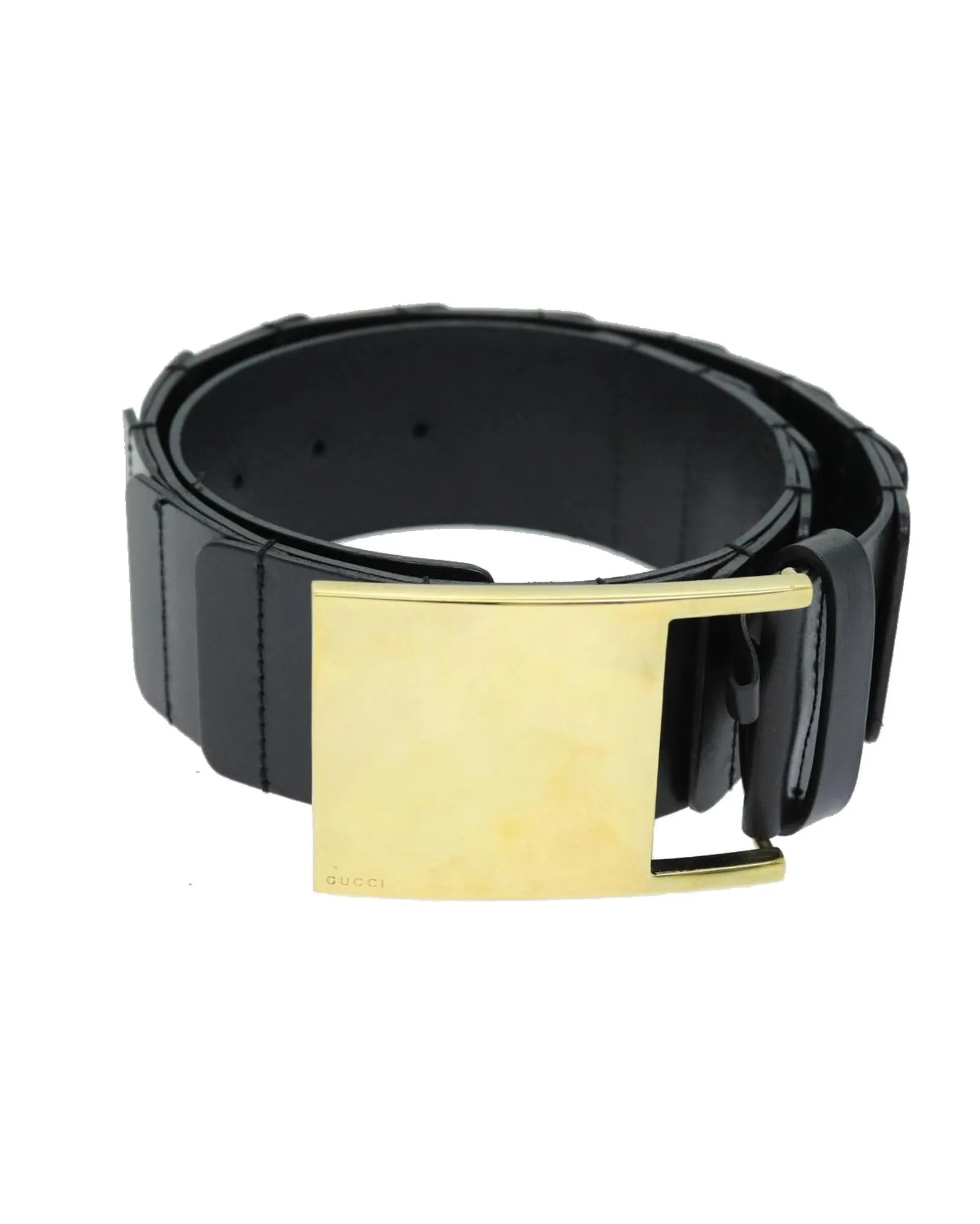 Black Leather Belt with Metal Fittings