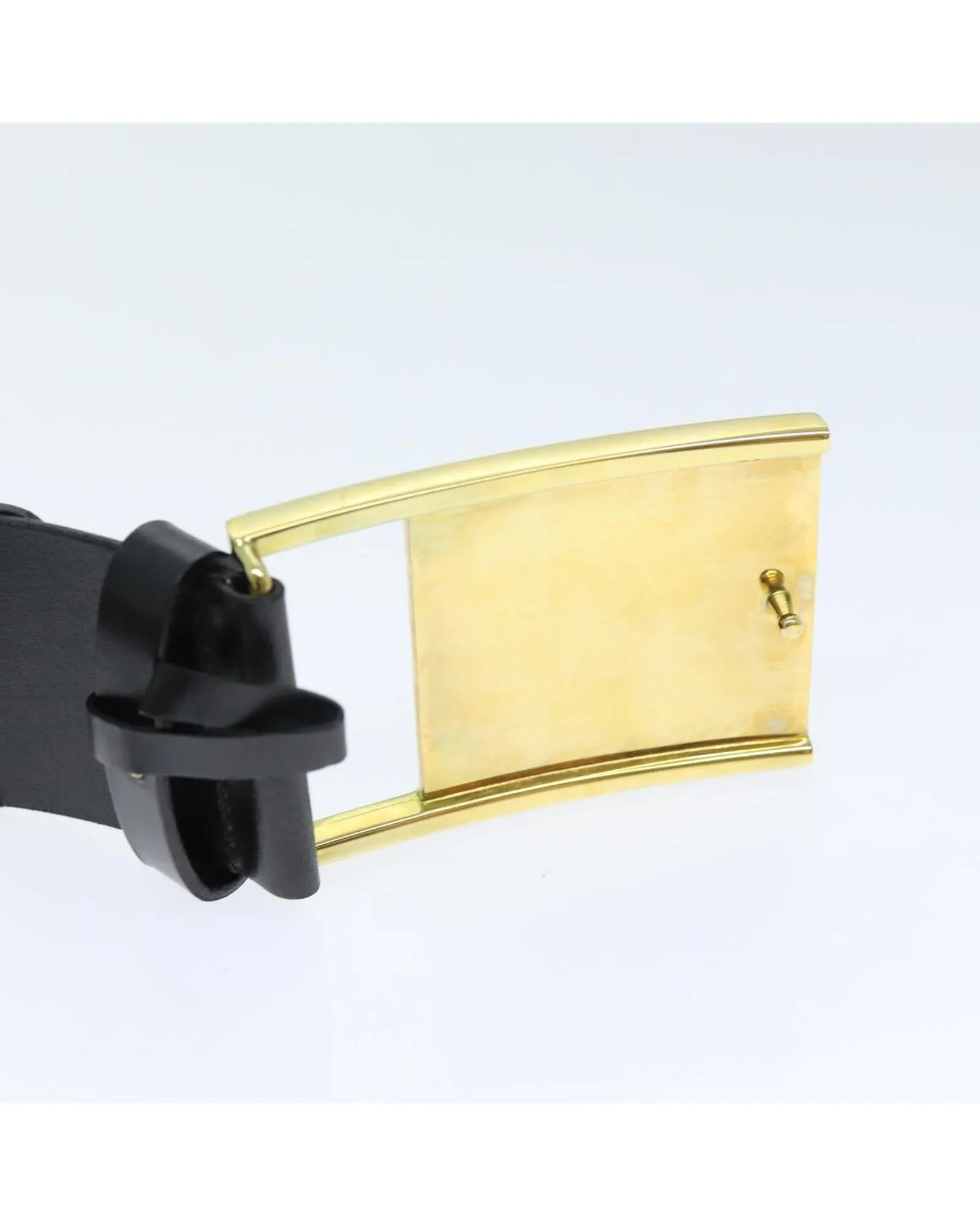 Black Leather Belt with Metal Fittings