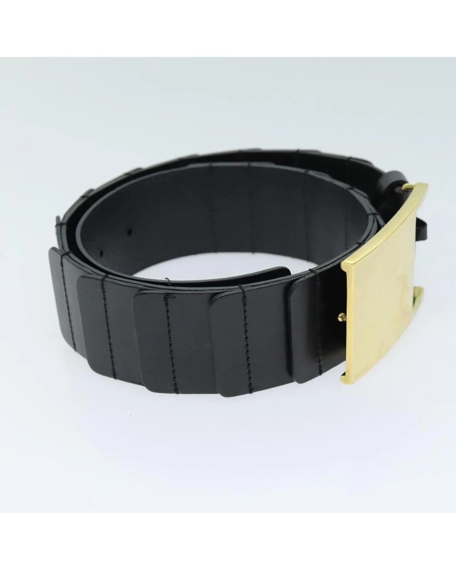 Black Leather Belt with Metal Fittings