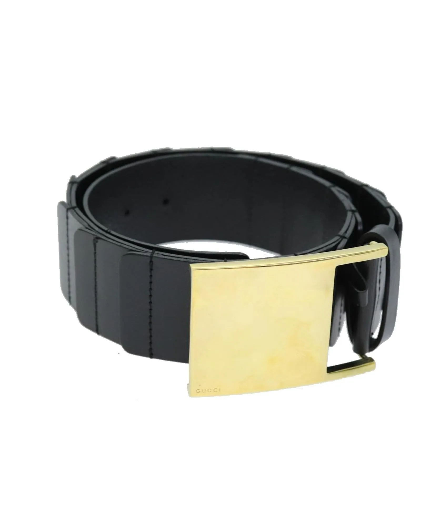 Black Leather Belt with Metal Fittings