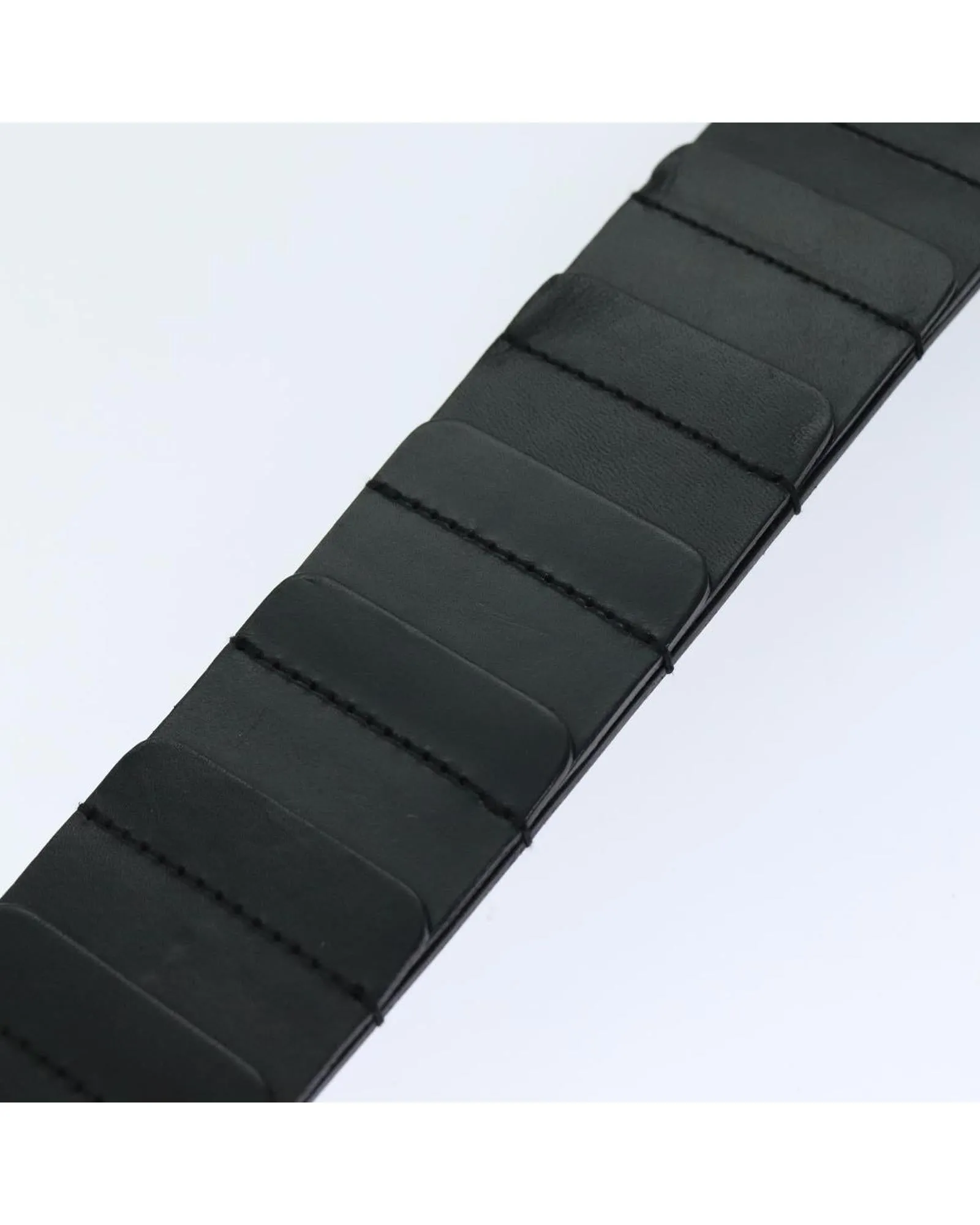 Black Leather Belt with Metal Fittings