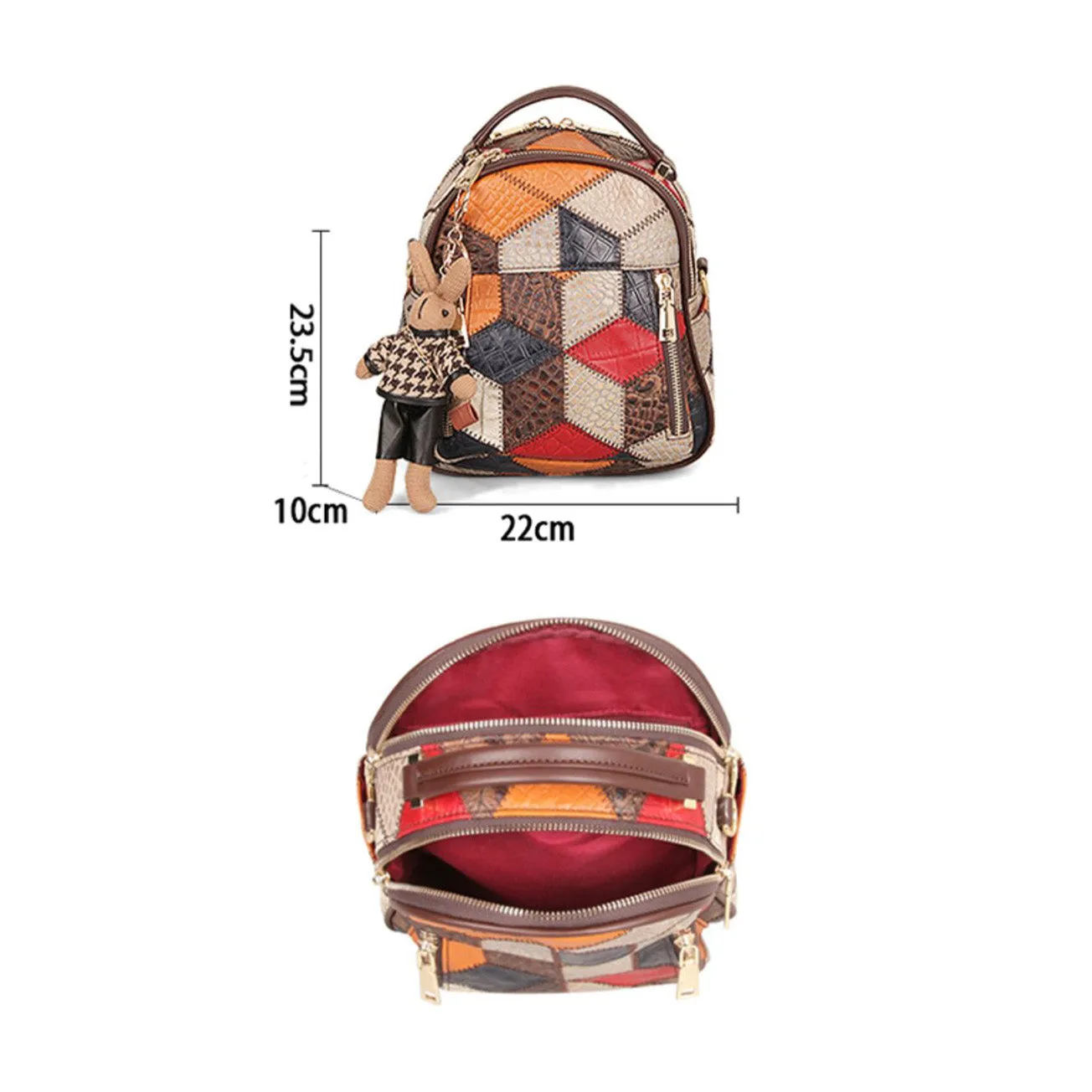 Boho Ladies Leather Small Backpack Purses Leather Rucksack Shoulder Bag For Women