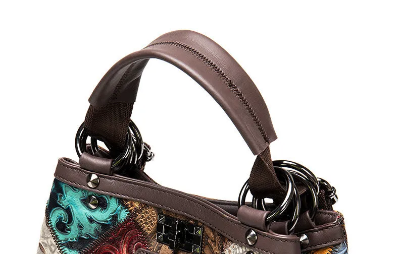 Boho Womens Convertible Leather Backpack Purse Shoulder Bucket Bag