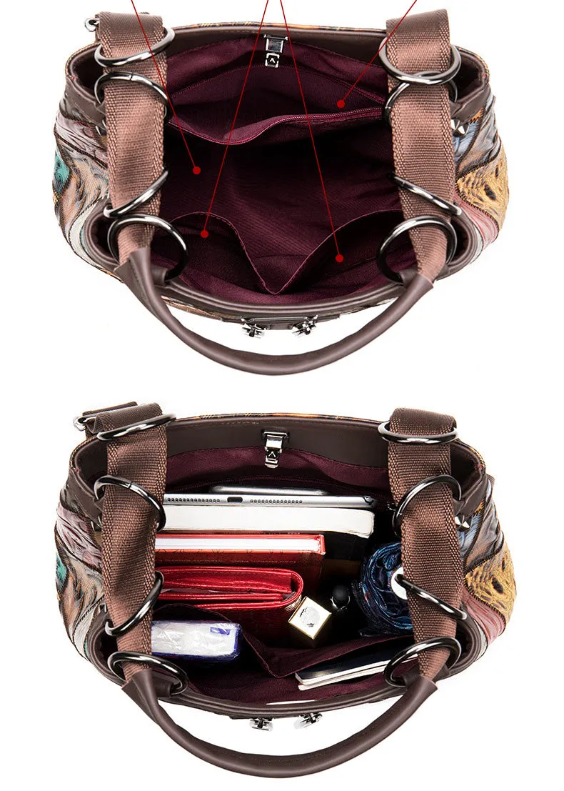 Boho Womens Convertible Leather Backpack Purse Shoulder Bucket Bag