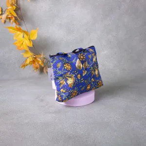 Bristlefront everyday handy bags Blue Colour with Tribal Printed kalamkari Design.