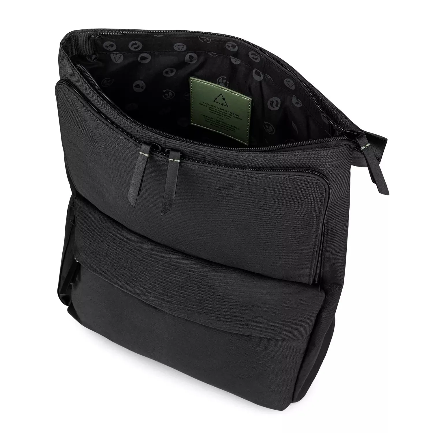 Bugatti Reborn Collection backpack made from recycled material with RFID blocking, black