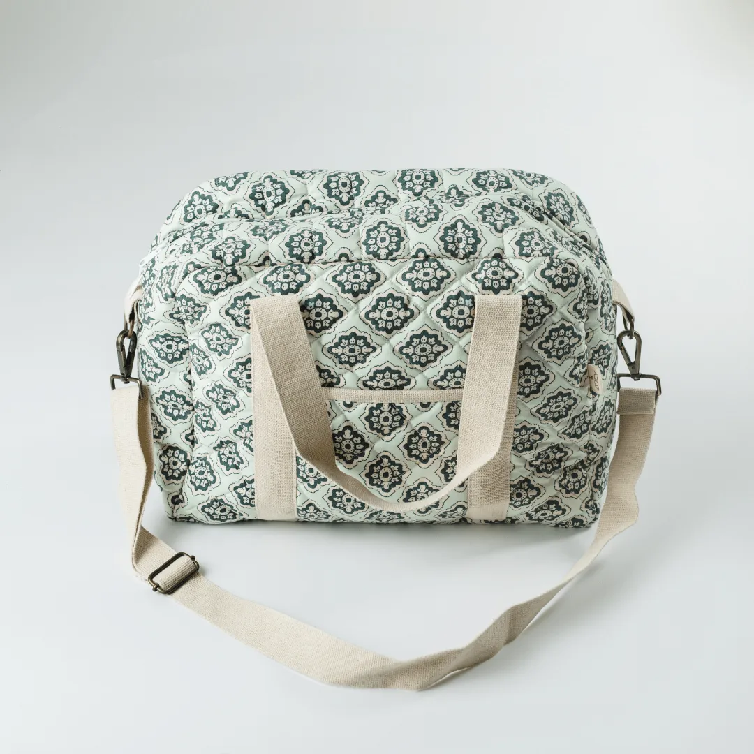 Emerald Trellis Diaper Bag (100% Cotton)