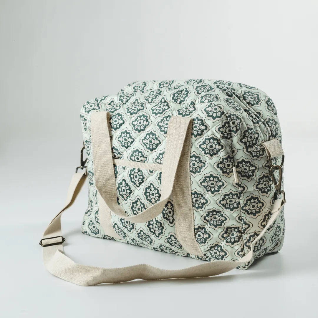 Emerald Trellis Diaper Bag (100% Cotton)