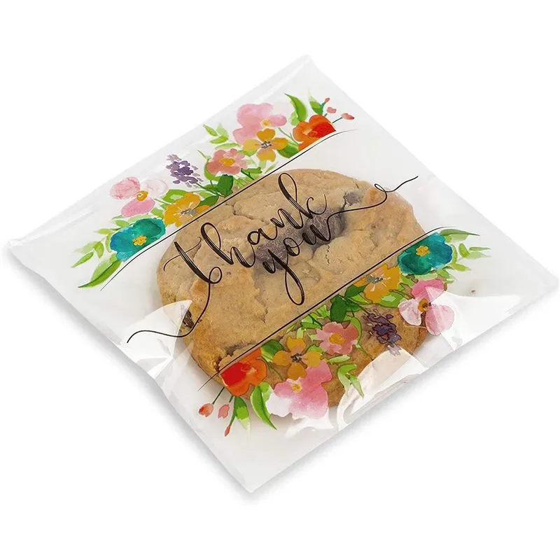 Floral Thank You Party Favor Bags for Candy, Cookies (4 x 4 in, 250 Pack)