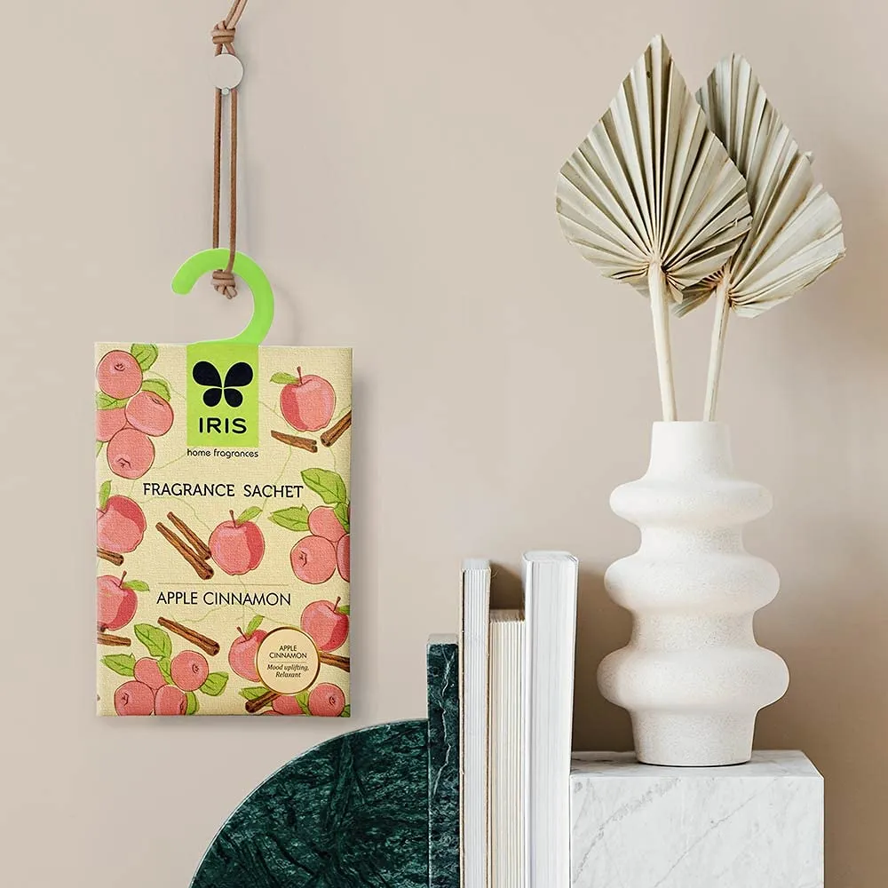 IRIS, Fragrance Sachet, Apple Cinnamon, 1 Packet, Home Fragrances, Fragrance Sachets for Closets/Drawers/Cupboards/Small Spaces, Fruity-and-Spicy Fragrance, Air Freshener, Size -13.2x5.5x16.5