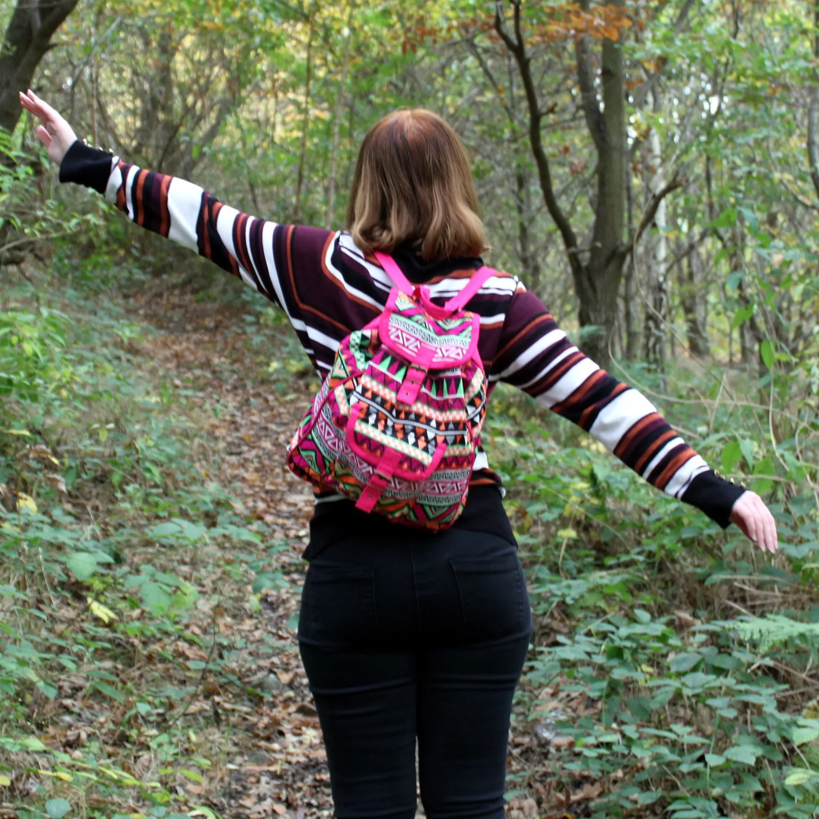 Jacquard Bag - Pink Backpack | Stylish Ethnic Design | Perfect for Travel & Everyday Use