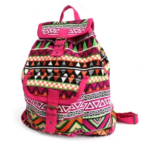 Jacquard Bag - Pink Backpack | Stylish Ethnic Design | Perfect for Travel & Everyday Use