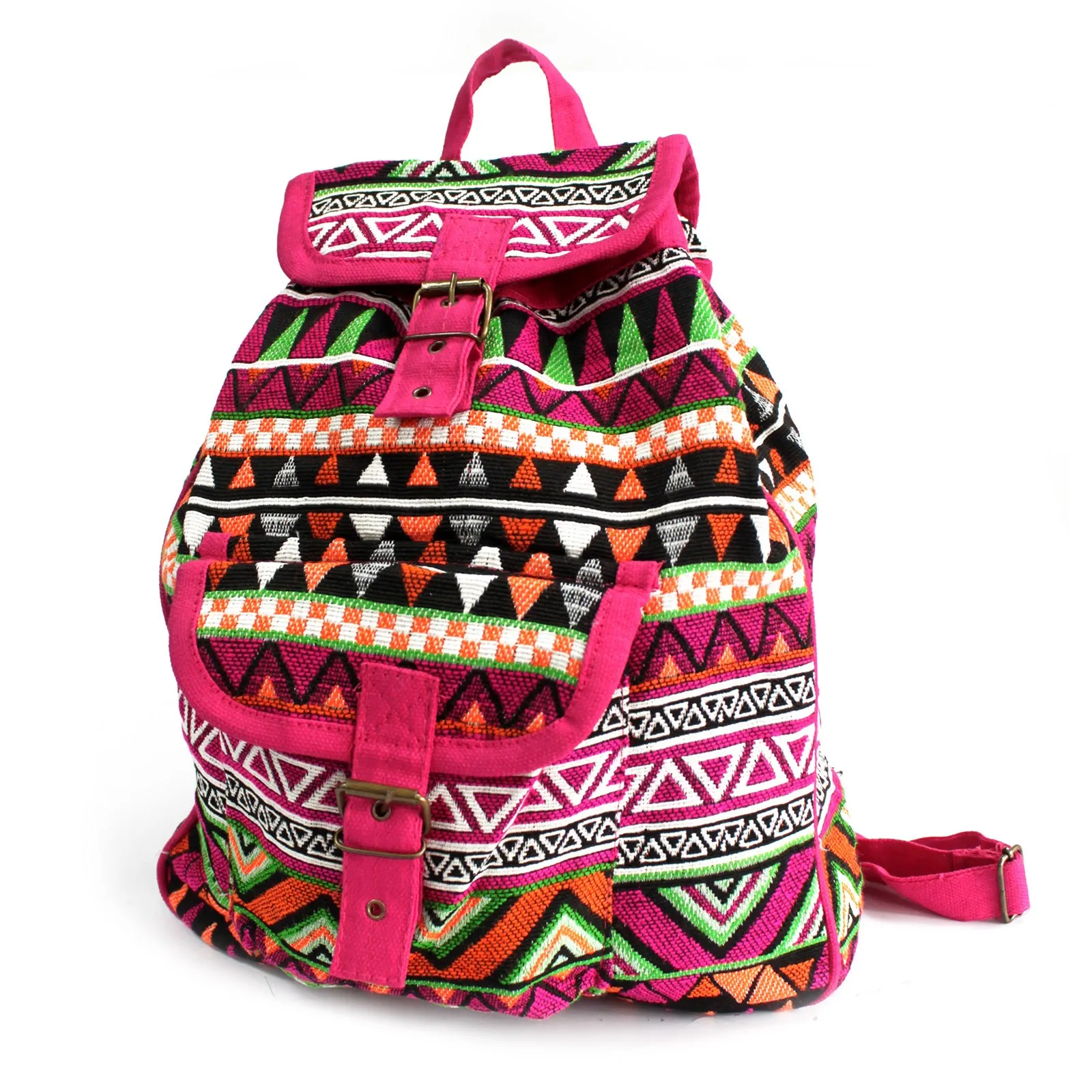 Jacquard Bag - Pink Backpack | Stylish Ethnic Design | Perfect for Travel & Everyday Use