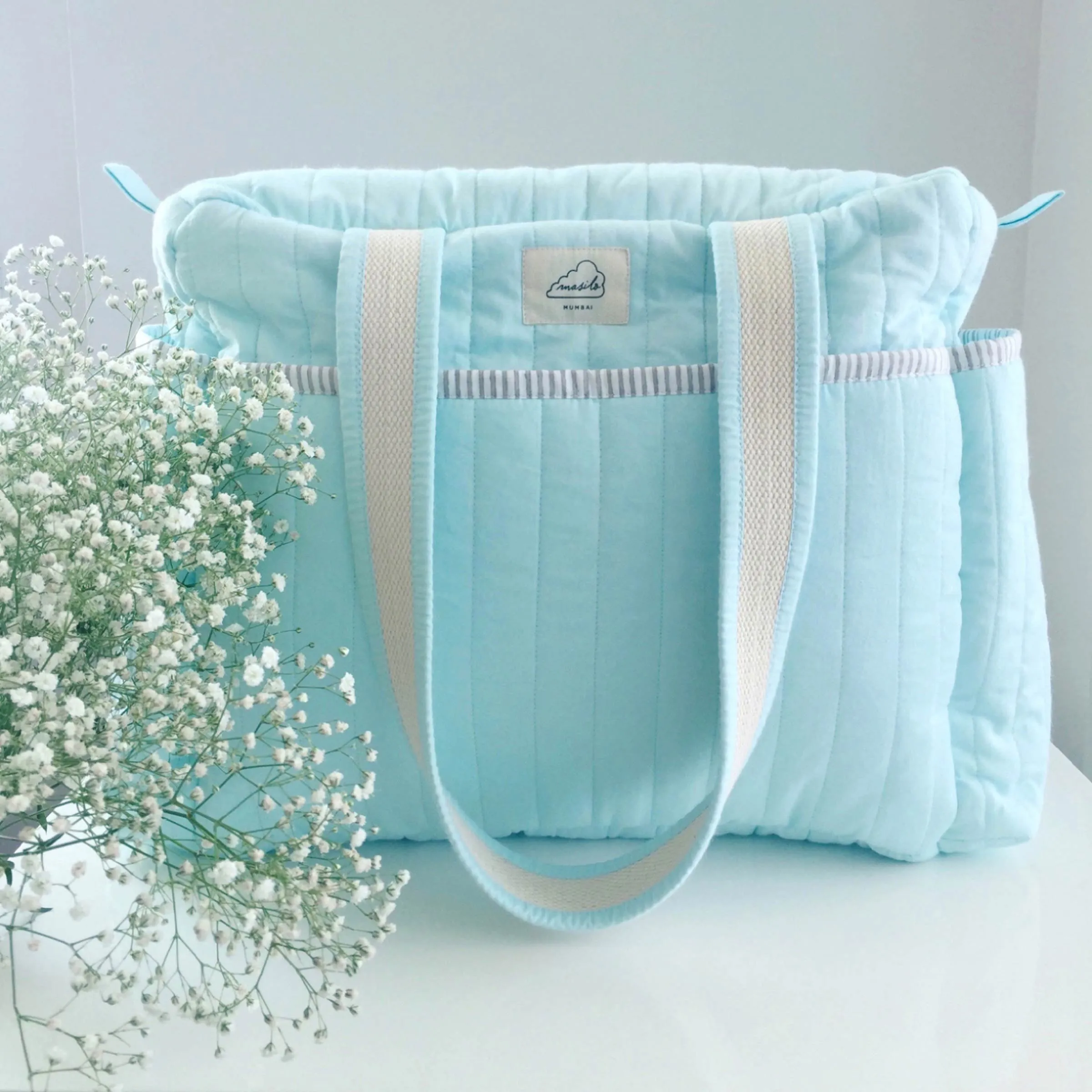 Masilo Organic Cotton Changing Bag  Sky