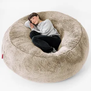 Mega Mammoth Bean Bag Sofa - Fluffy Faux Fur Rabbit Golden Brown