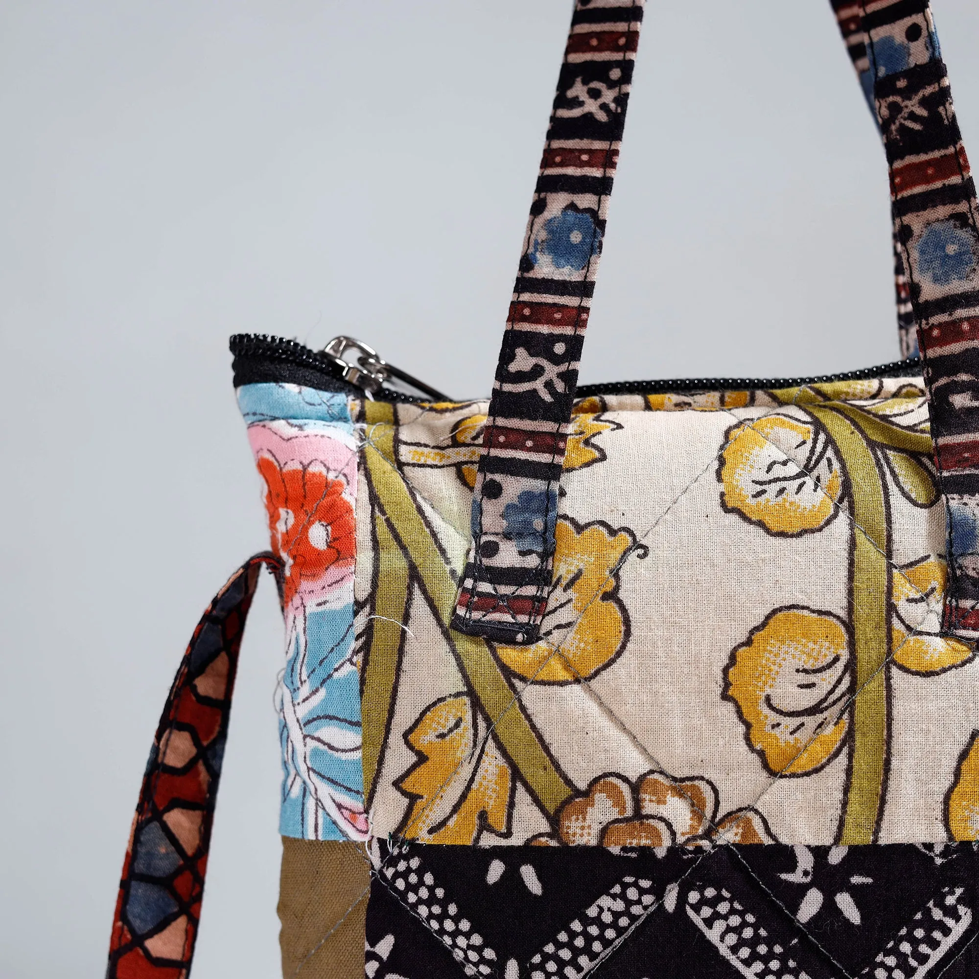Multicolor - Handmade Quilted Cotton Patchwork Sling Bag 08