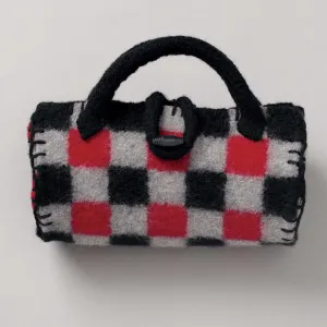 Patons Knit Felted Buffalo Plaid Roll Bag