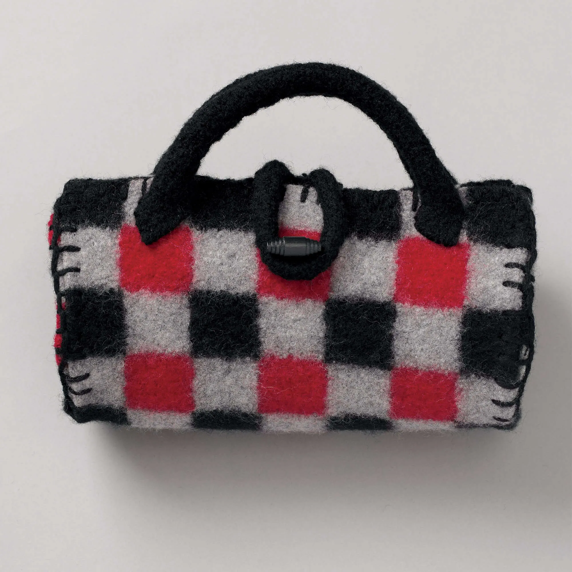 Patons Knit Felted Buffalo Plaid Roll Bag