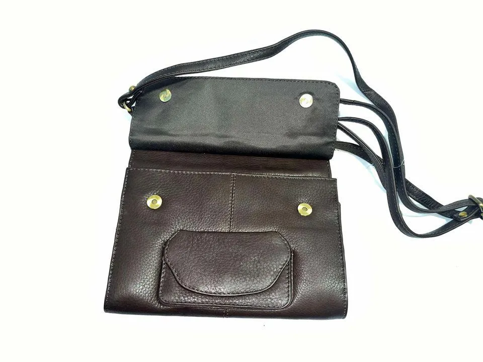 Purse - DarkBrown Textured leather medium crossbody bag
