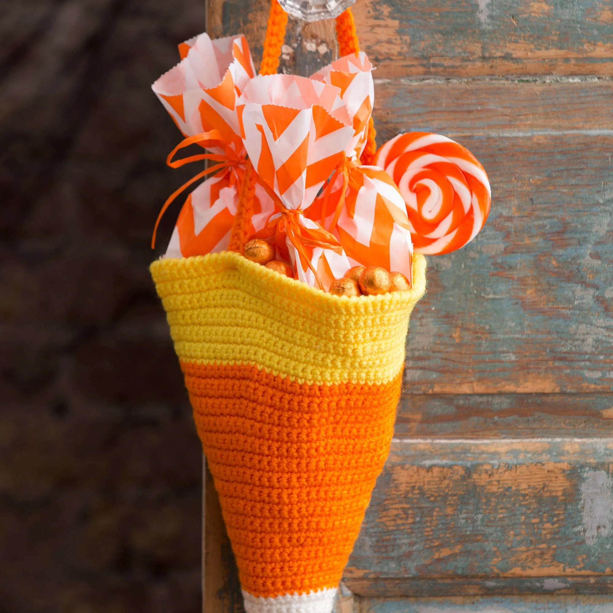 Red Heart Crochet Candy Corn Bag