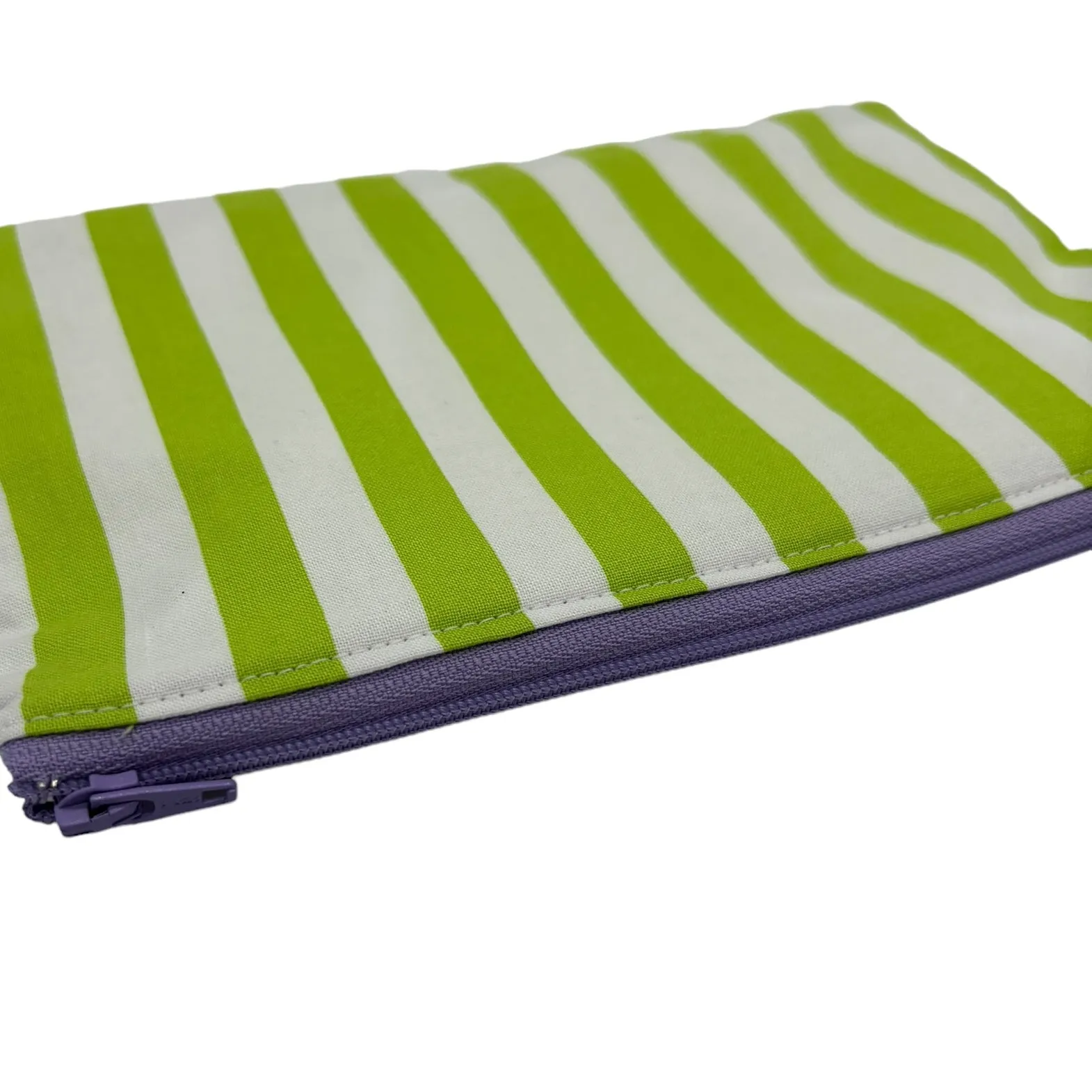 Snack Sized Reusable Zippered Bag Stripes Green White