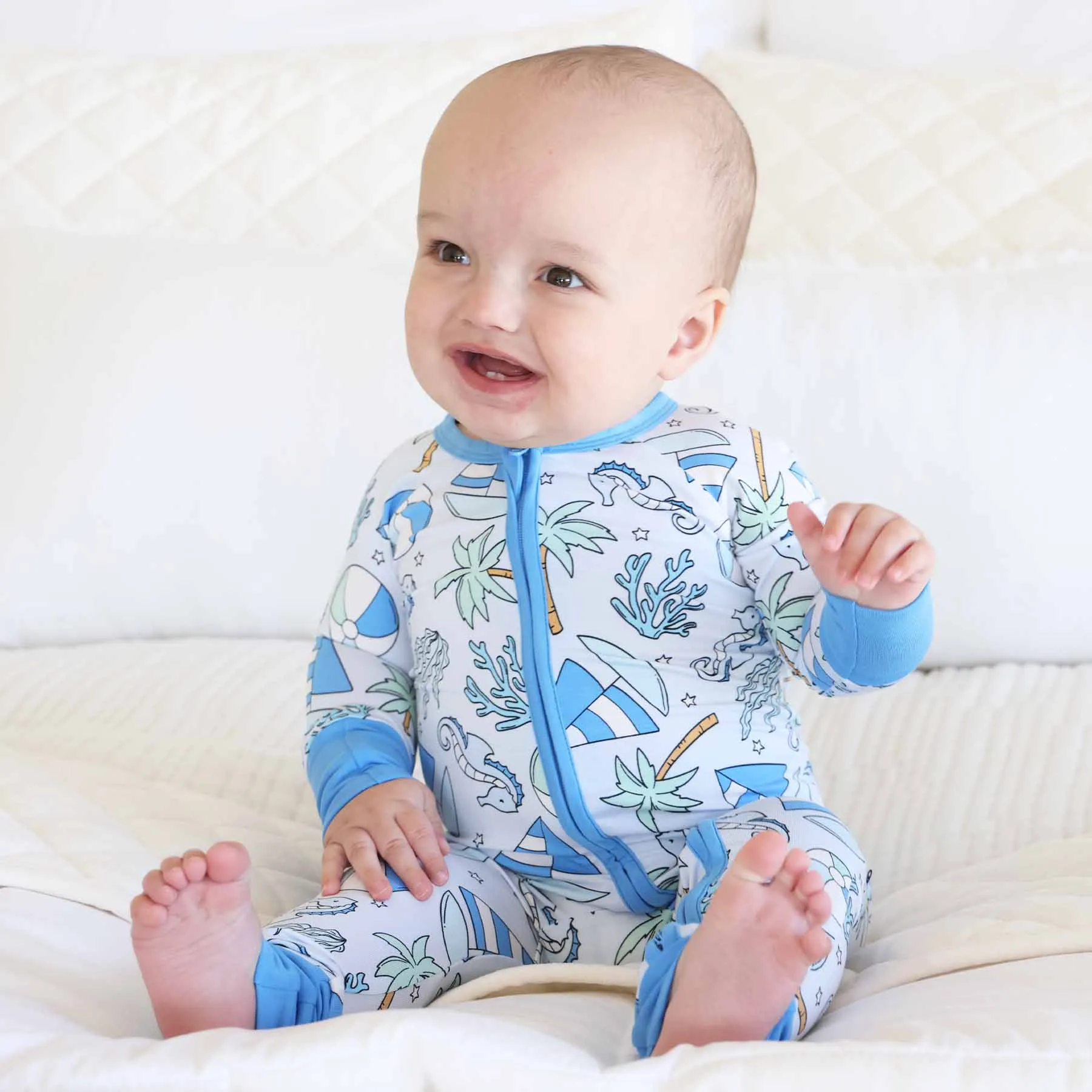 Tiny Tides Convertible Zip Romper | Blue