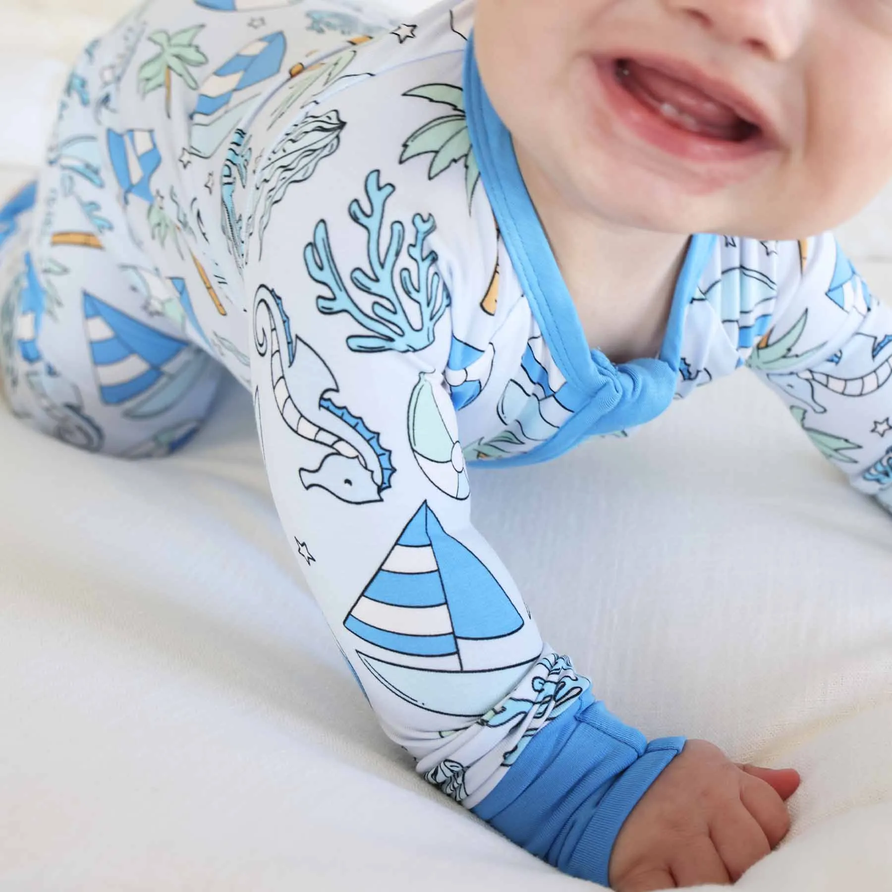 Tiny Tides Convertible Zip Romper | Blue