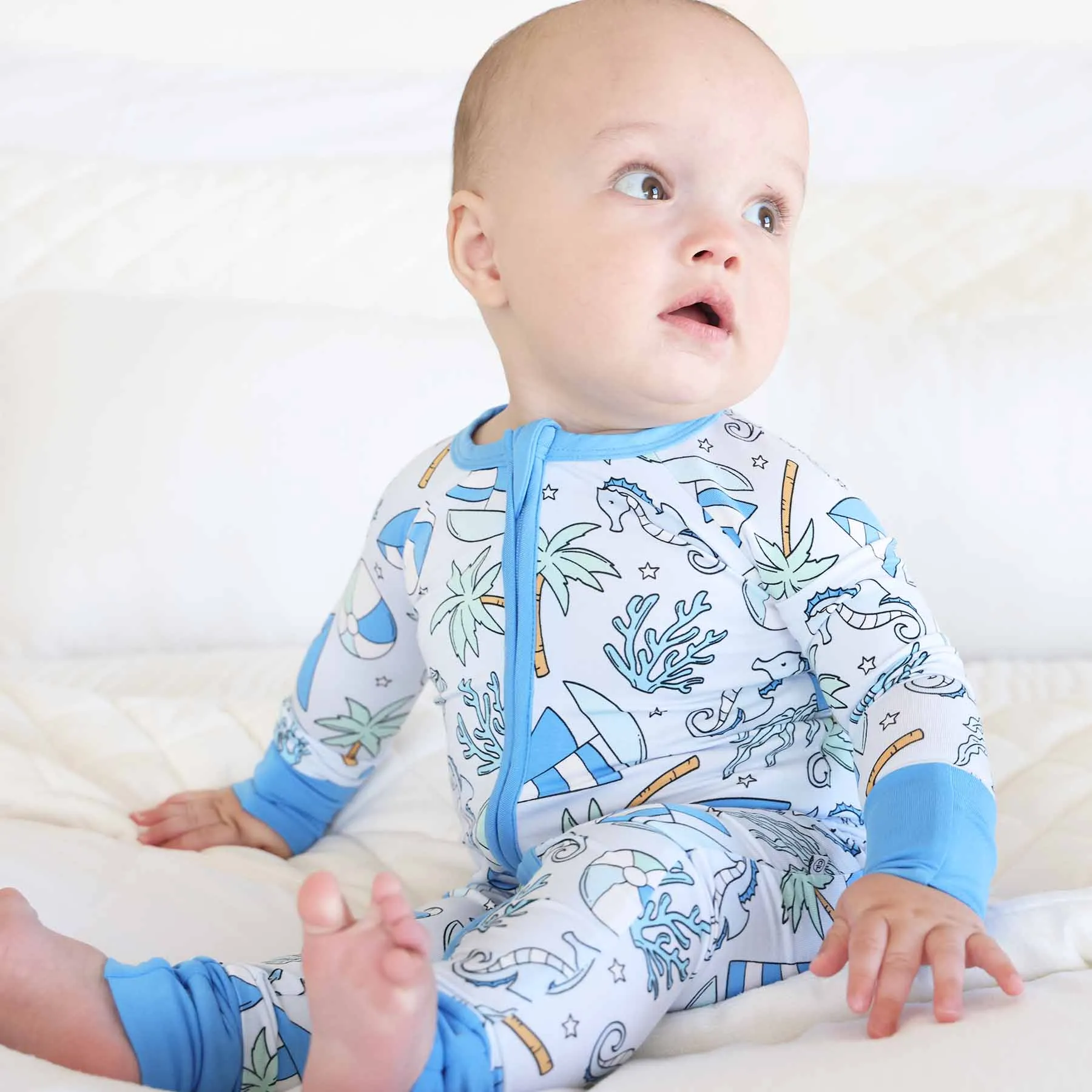 Tiny Tides Convertible Zip Romper | Blue