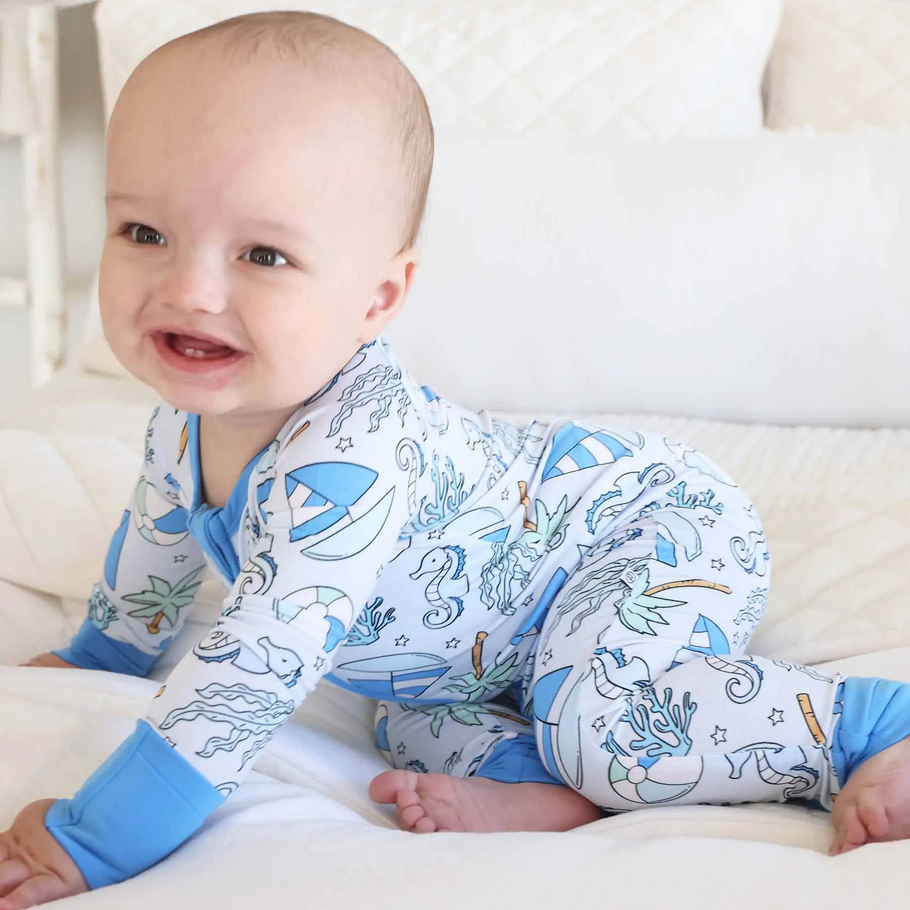 Tiny Tides Convertible Zip Romper | Blue