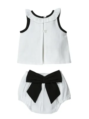 Top And Bow Bloomer Set : BLACK : Infant : Baby Girl : New Born