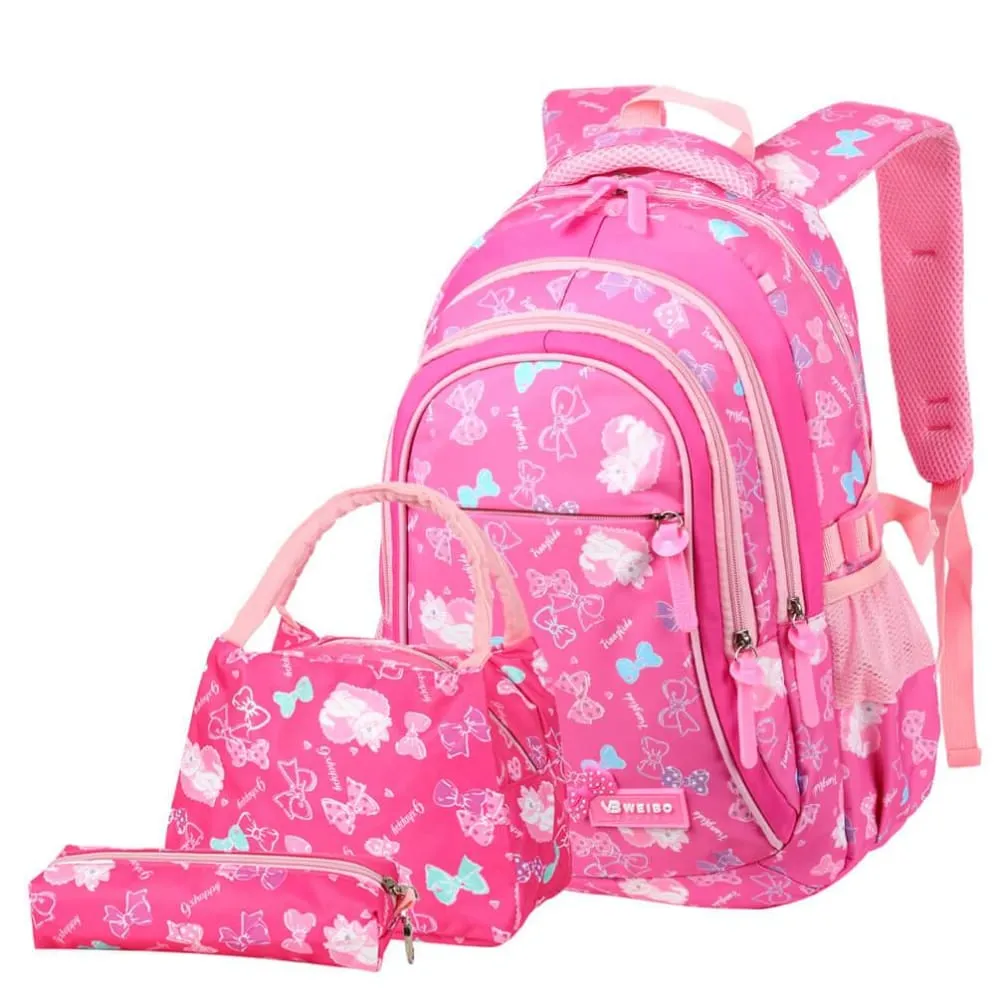 Vbiger 3-in-1 Student Shoulder Bags Set Trendy Backpack, Lunch Tote Bag and Pencil Case